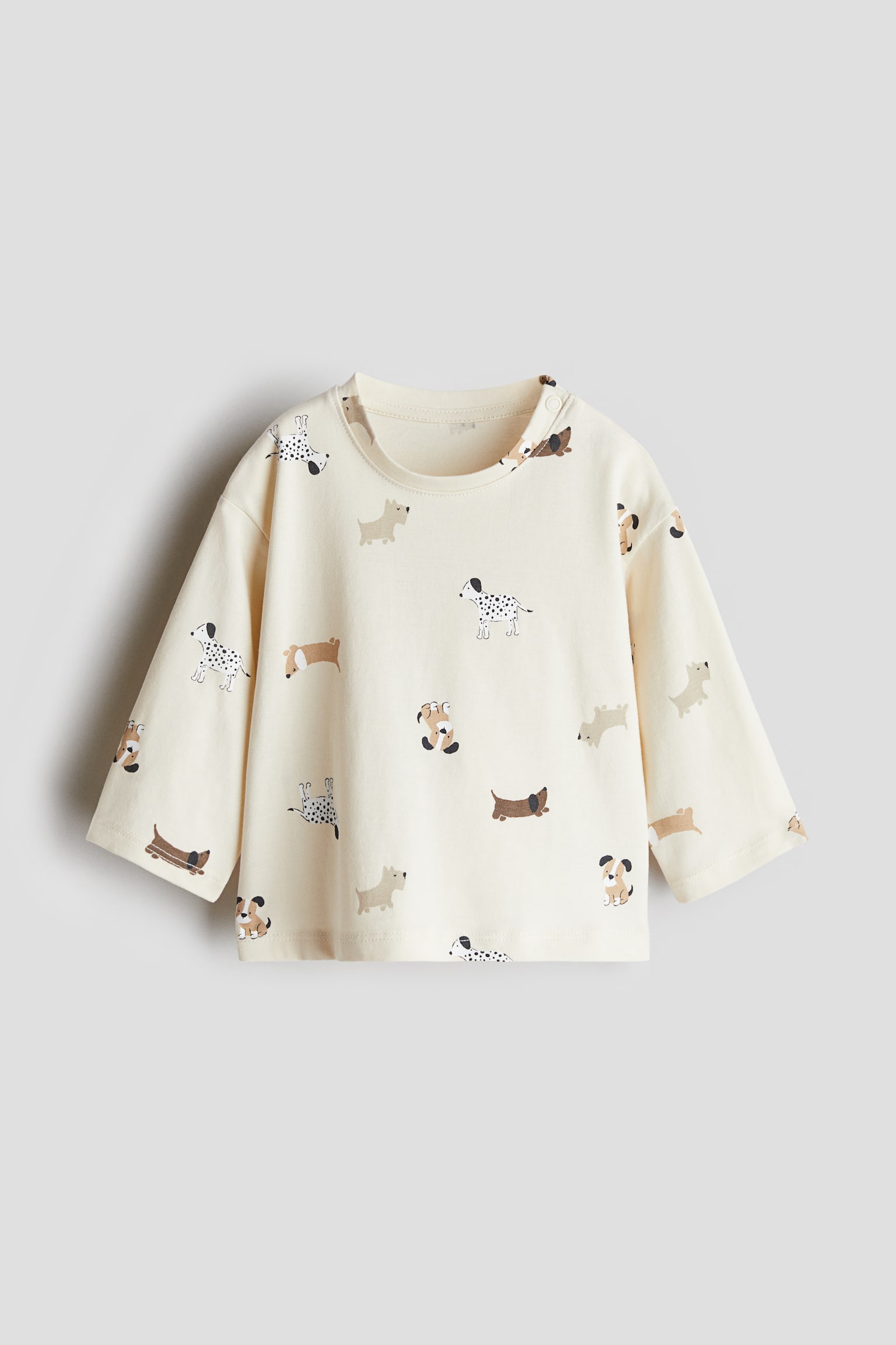 Long-sleeved T-shirt - Cream/Dogs/Light turquoise/Winter/White/Trees/Beige/Cute Club - 1