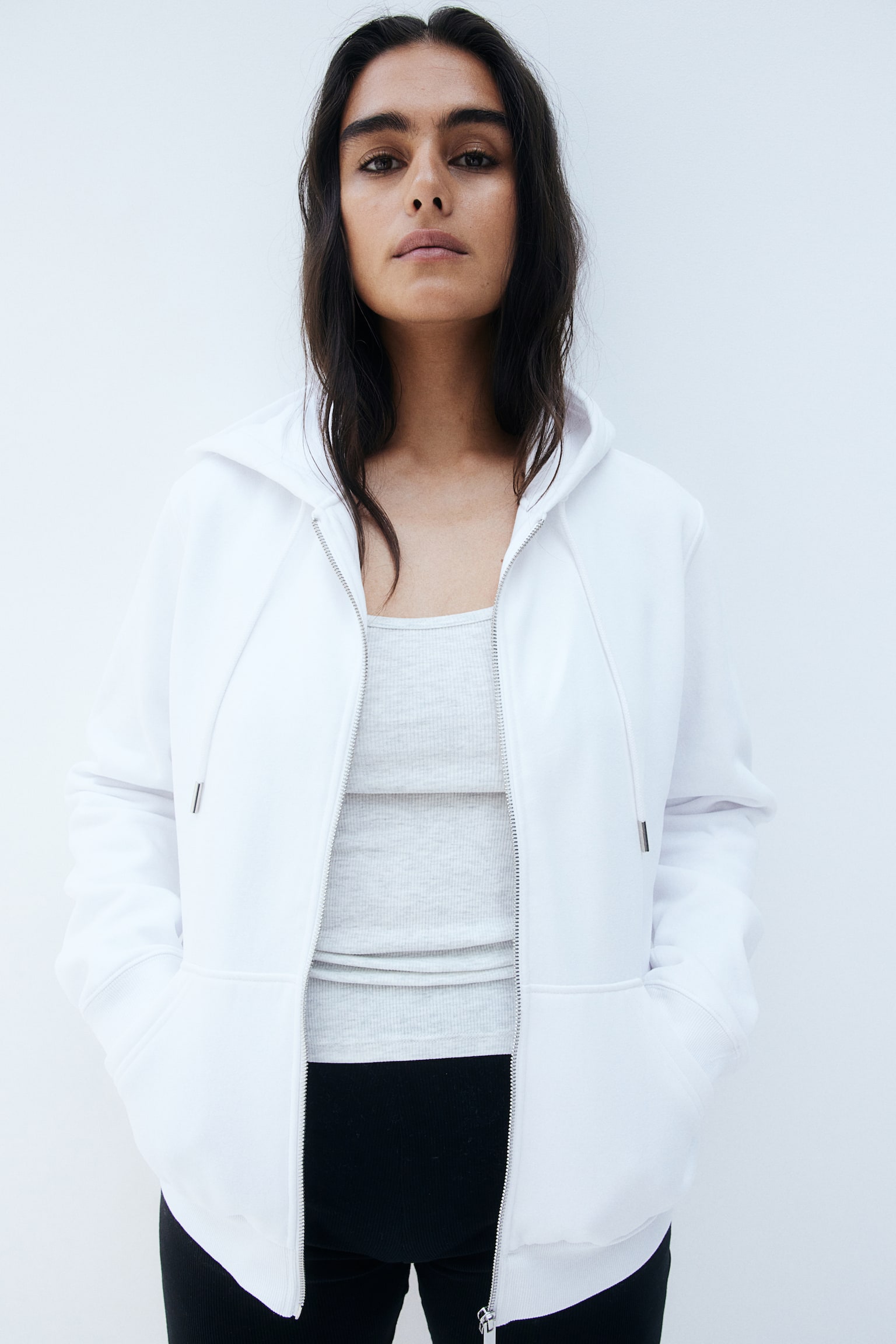 Zip-through hoodie - White/Black - 6