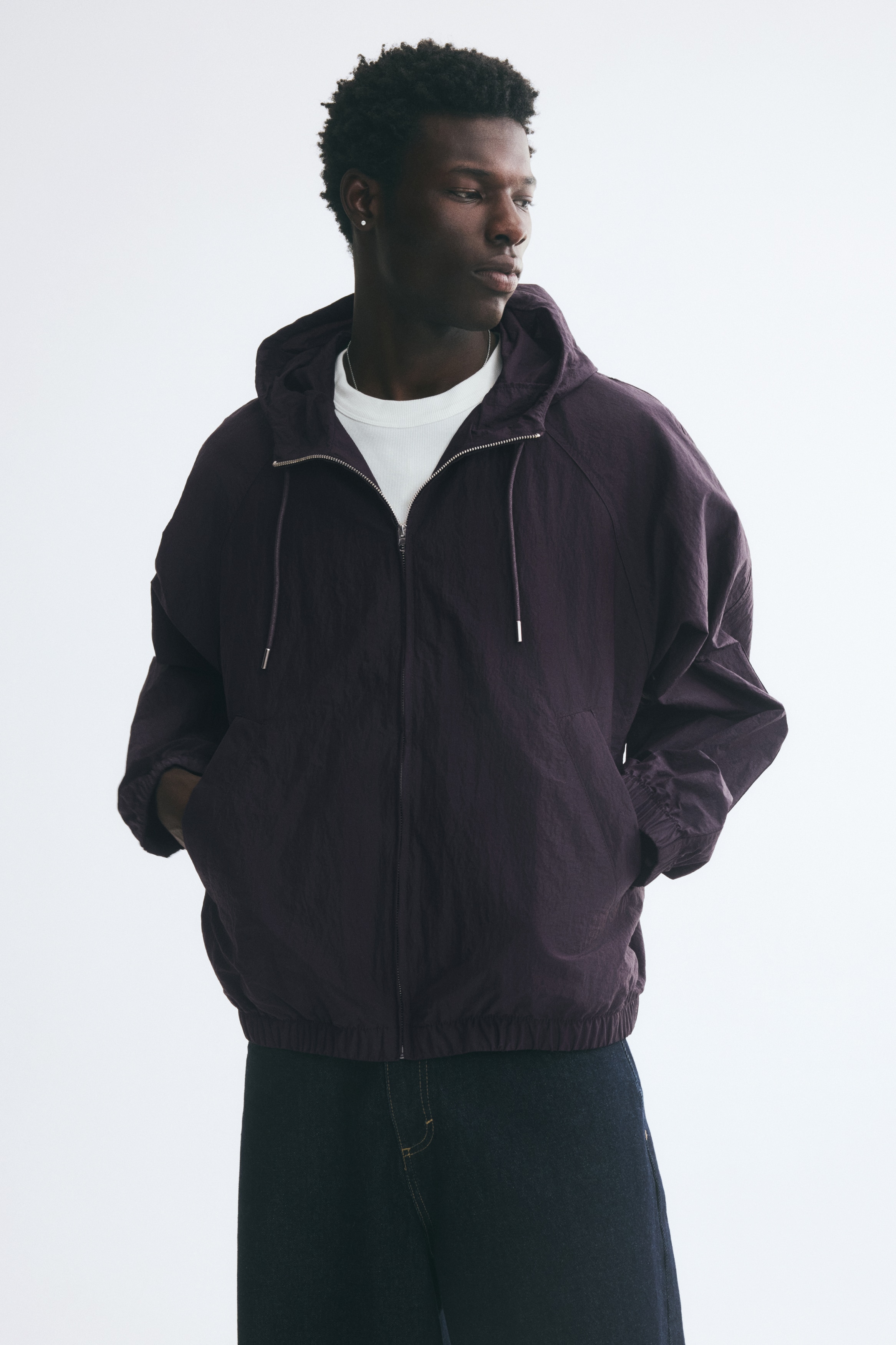 Hooded nylon jacket