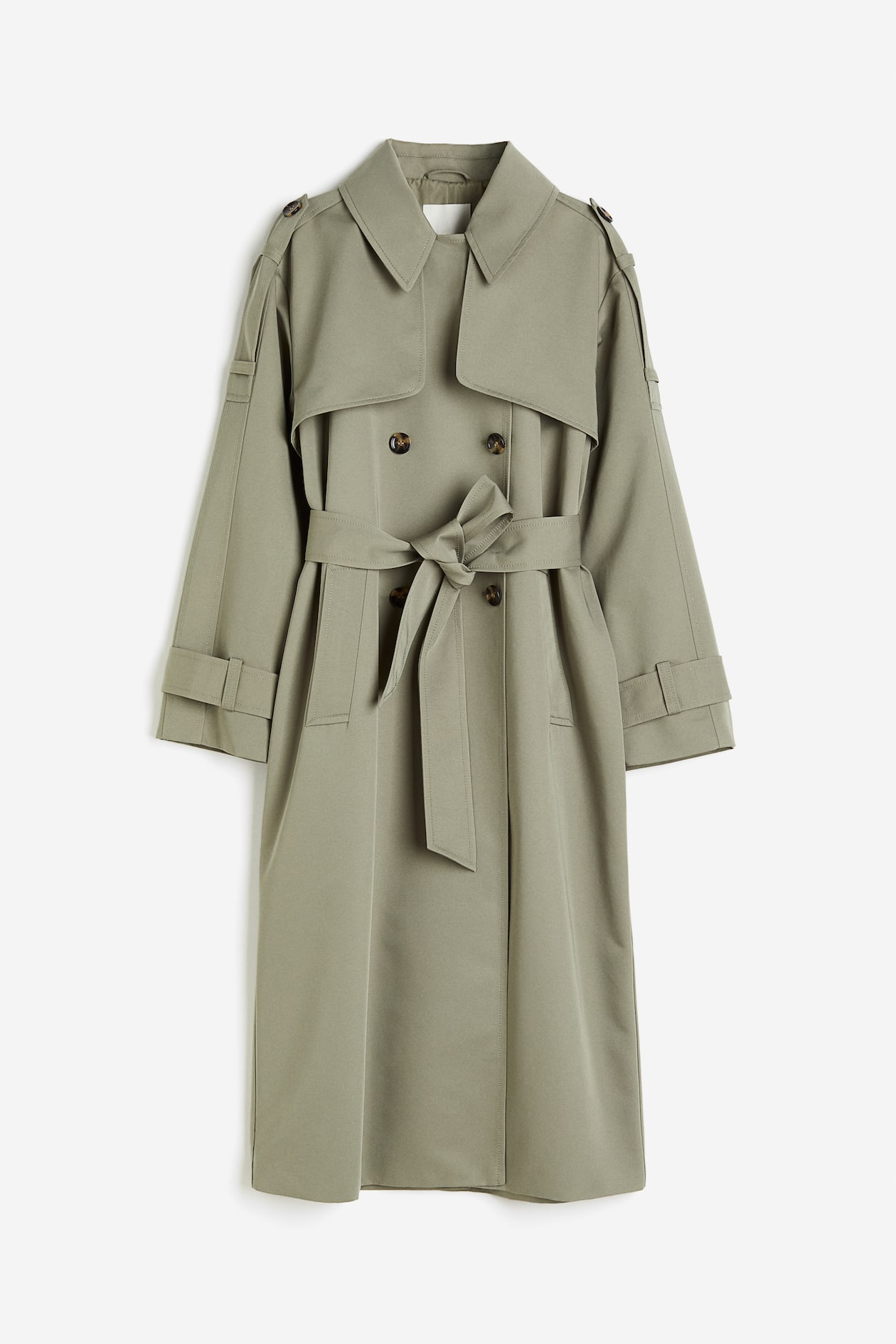 Double-breasted trenchcoat Khaki green Ladies H&M SG