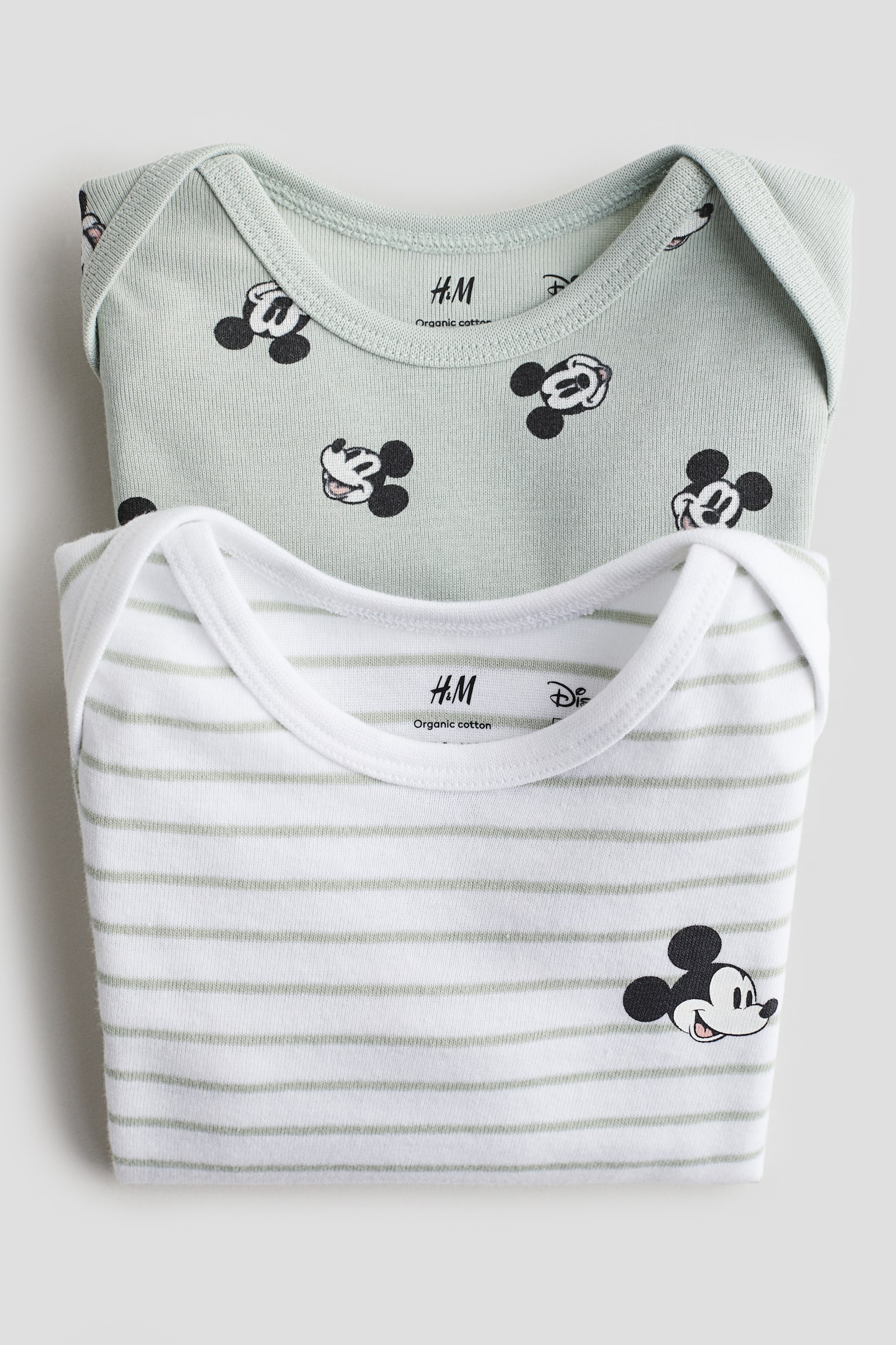 2-pack long-sleeved bodysuits - Light dusty green/Mickey Mouse/Light beige/Miffy/Light dusty pink/Minnie Mouse/White/Miffy/Light blue/Mickey Mouse/White/Snoopy - 2