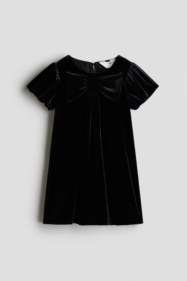 Samtkleid - Schwarz/Mattrosa - 1