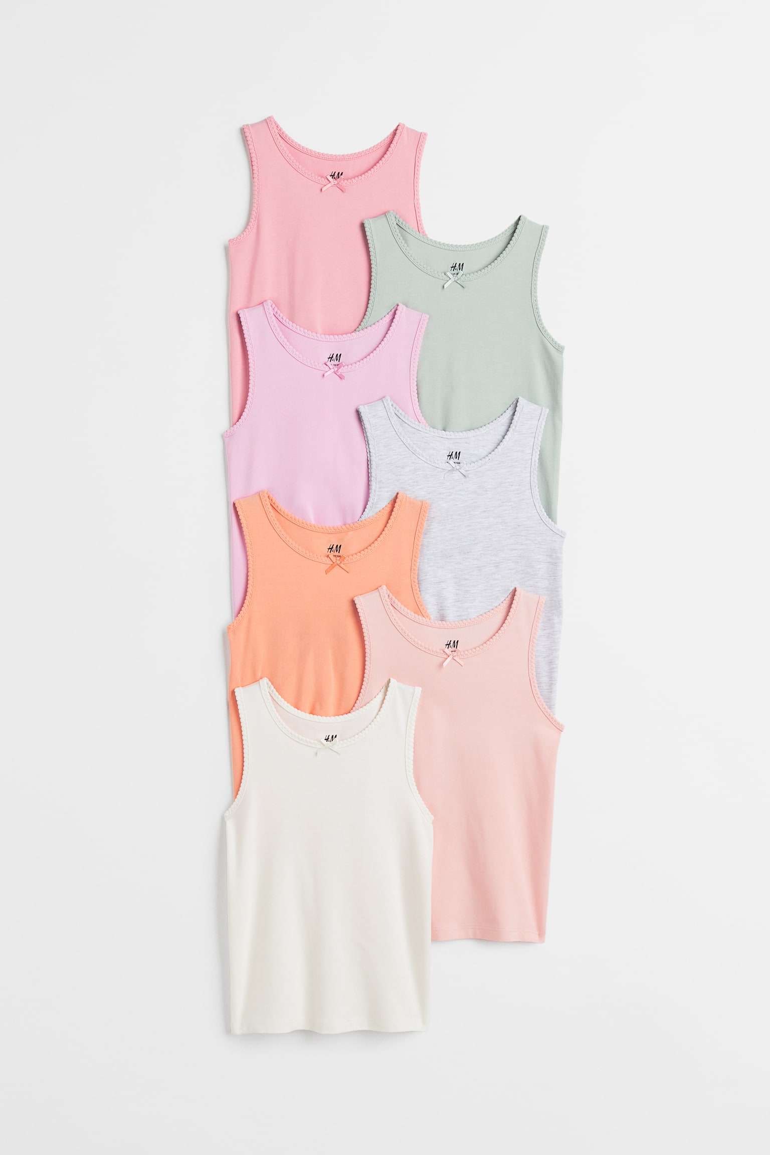 7-pack cotton vest tops - Orange/Pink - 1