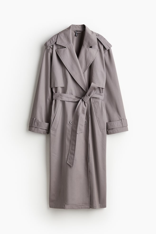 Twill trench coat - Grey/Beige - 2