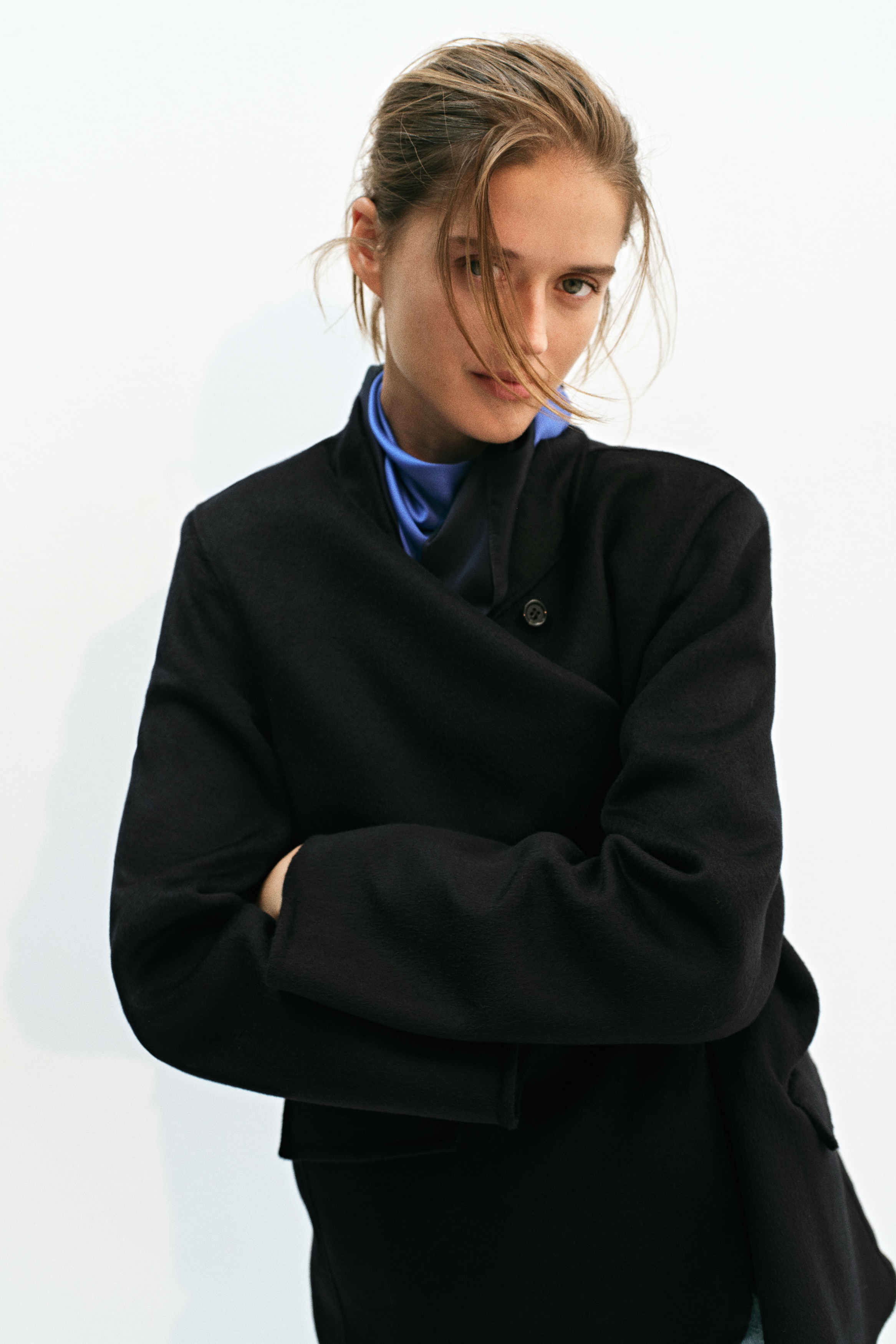 Handmade wool-blend blazer - Navy blue/Dark grey