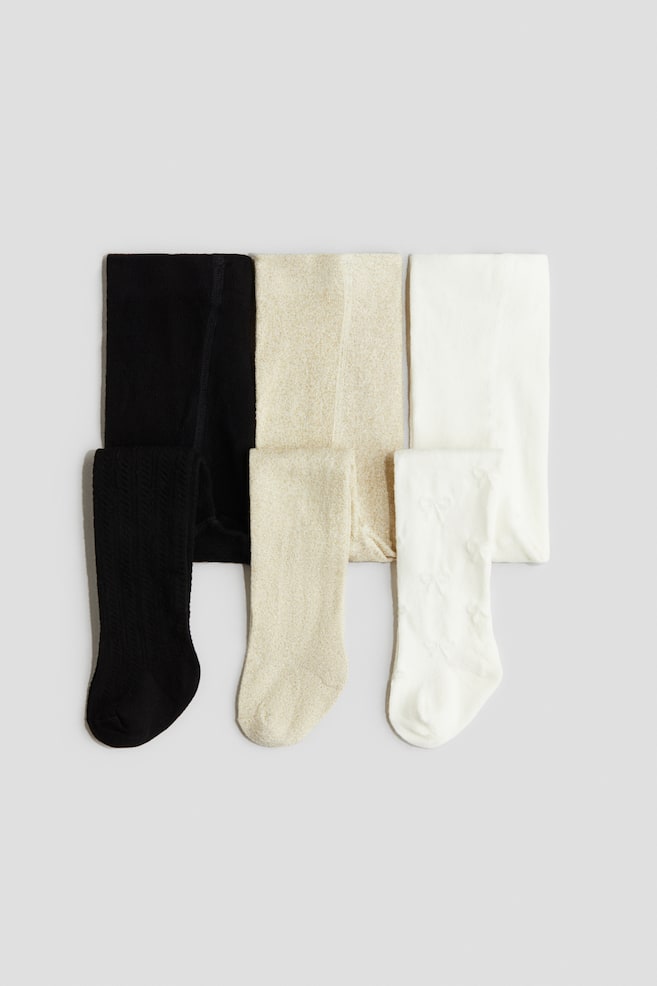 3-pack tights - Black/Gold-coloured/Pink/Dark grey/Dark brown/Beige - 1