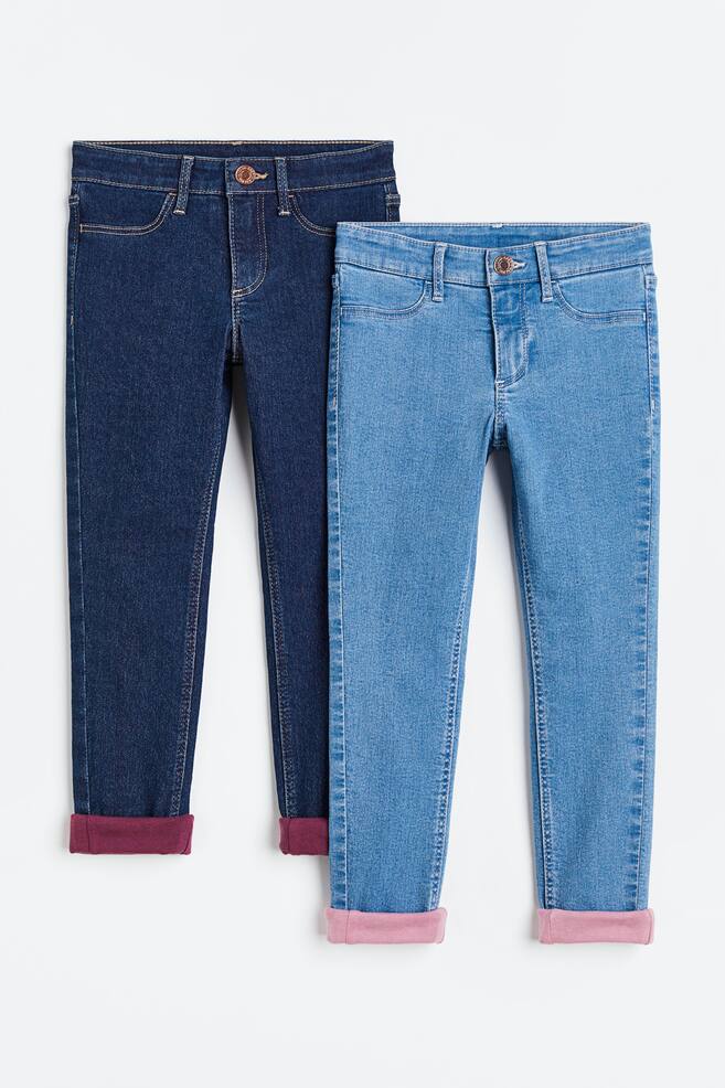 2-pack Skinny Fit Lined Jeans - Dark denim blue/Denim blue/Dark denim blue/Black - 1