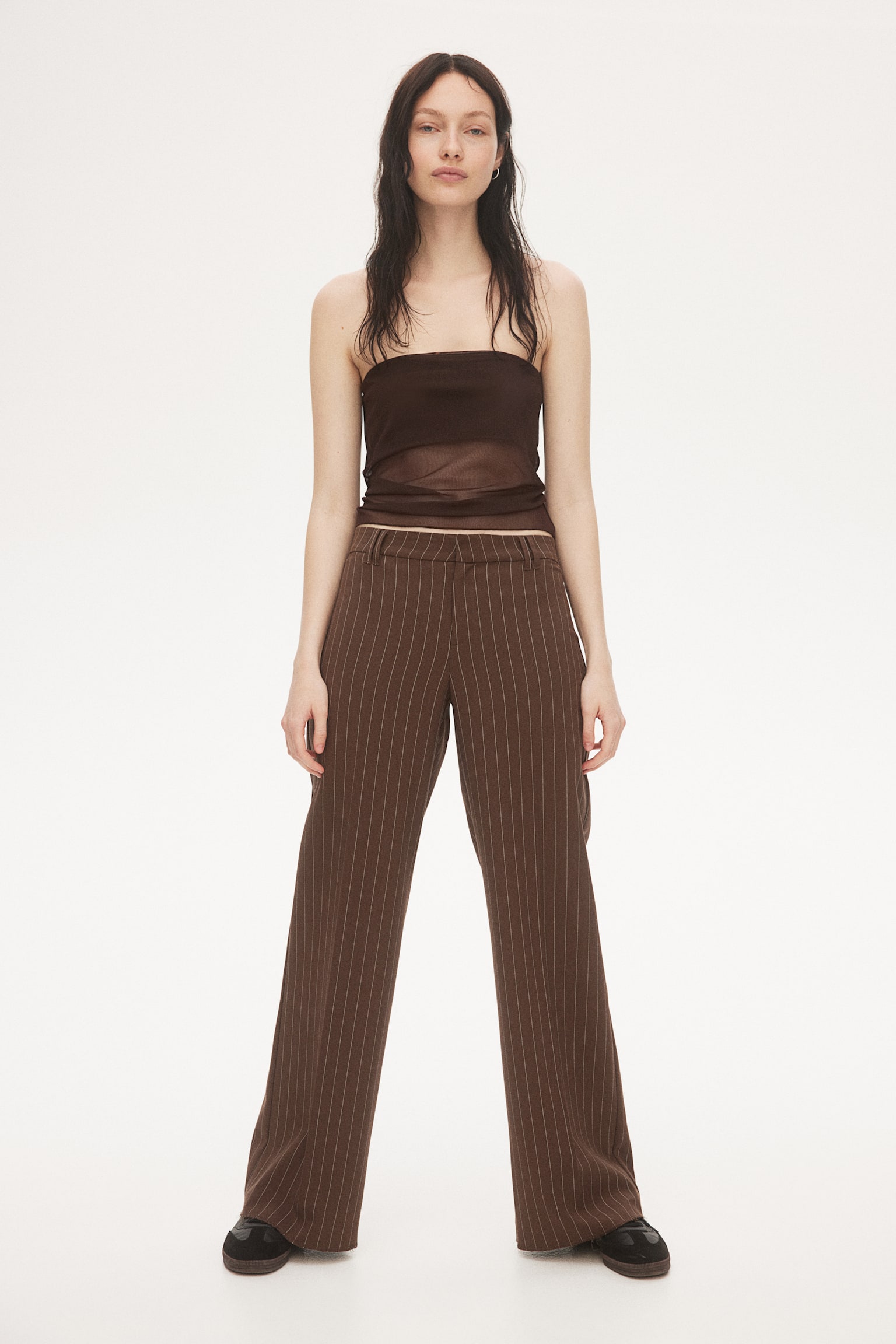 Wide Tailored Pants - Dark brown/Pinstripe/Black/Grey marle - 5