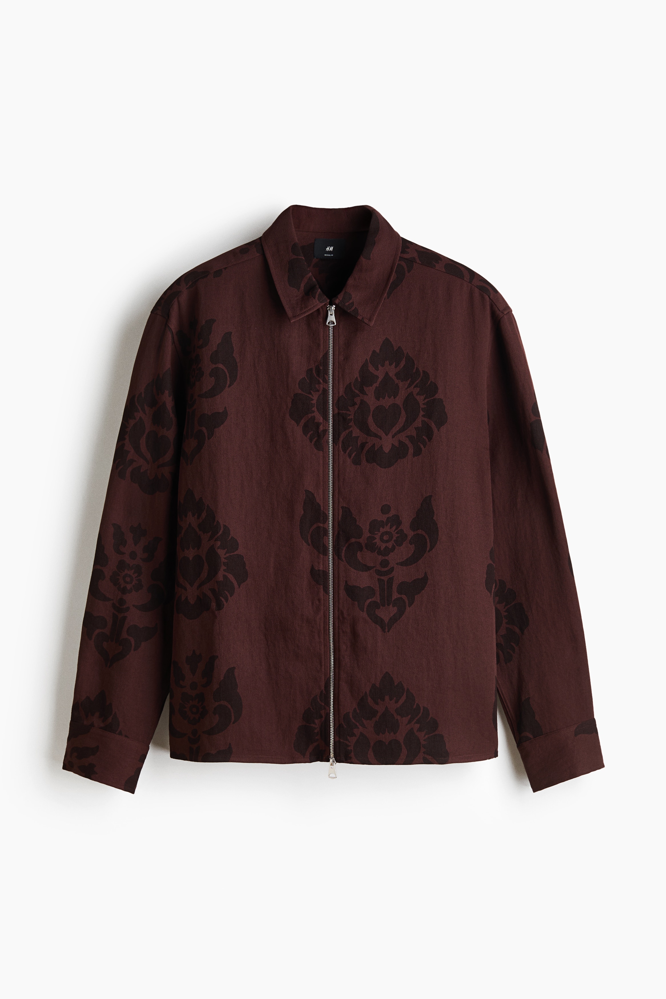 Zip-through overshirt - Brown/Patterned/Cream