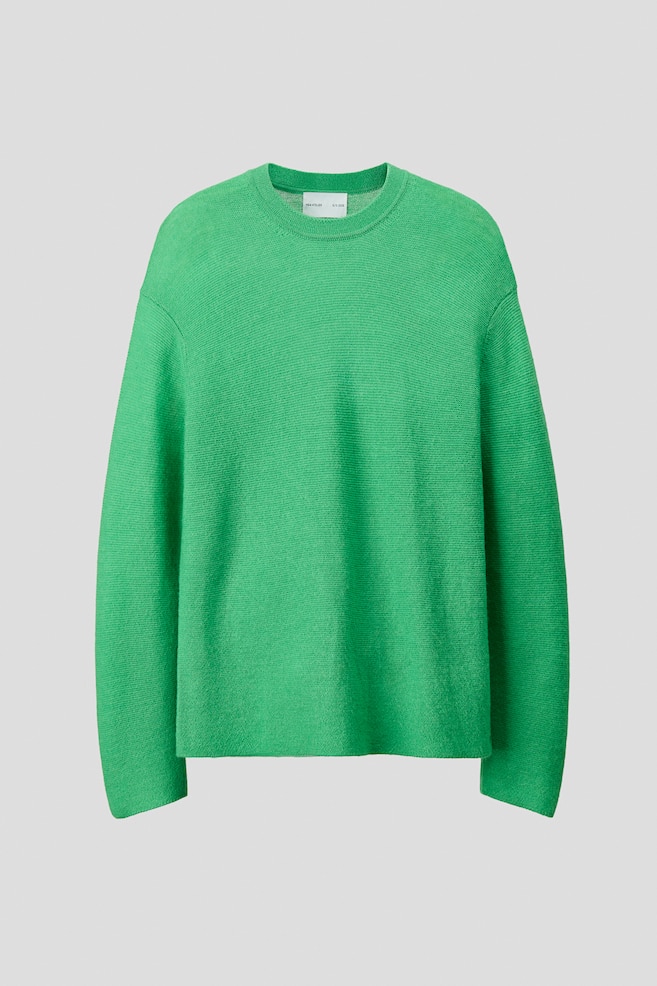 Lässiger Pullover aus Wollgemisch in Linksstrick - Knallgrün - 1