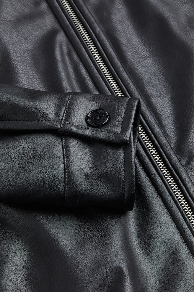 Imitation leather jacket - Black - 7