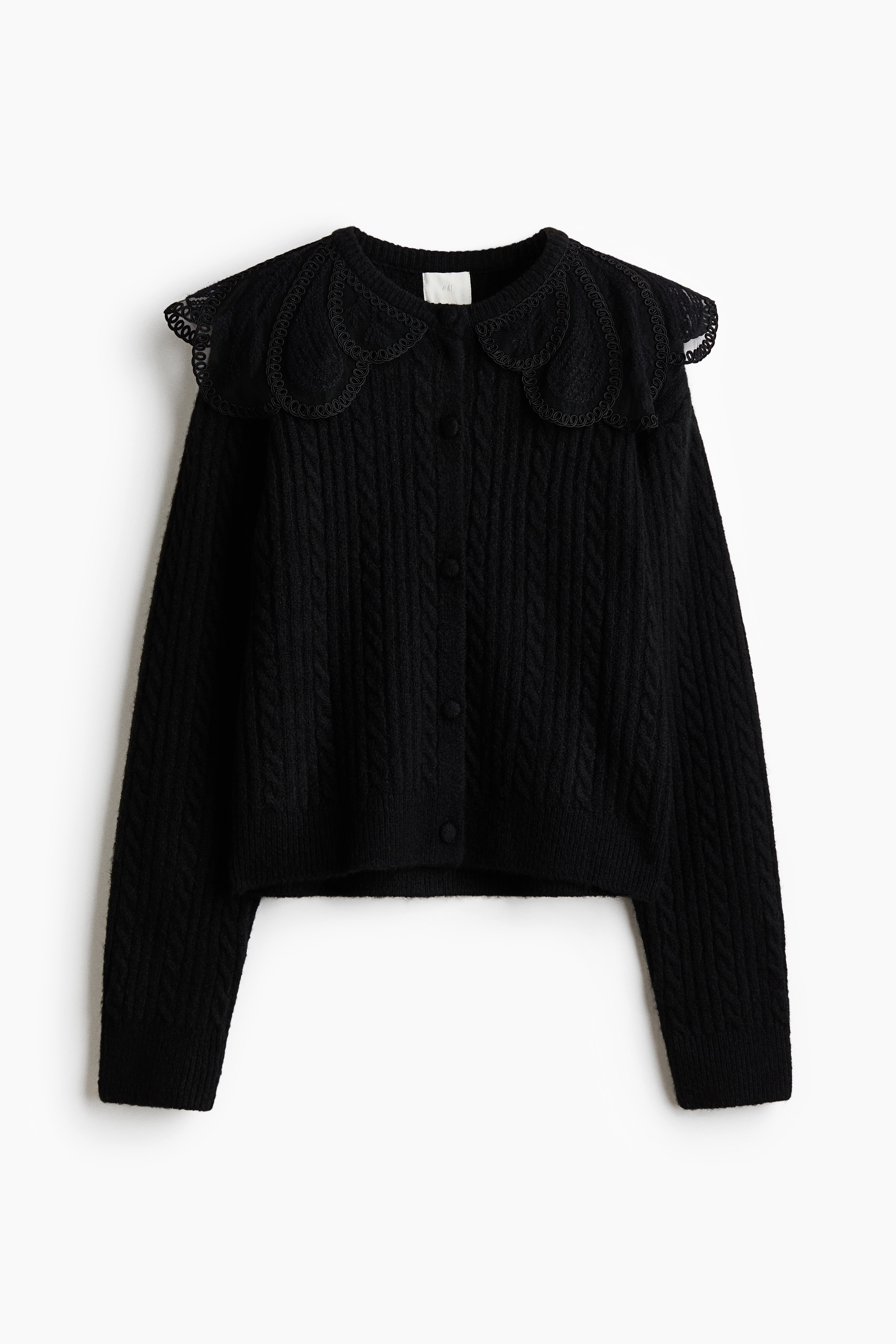 Lace-Collar Cardigan - Black - Ladies | H&M US