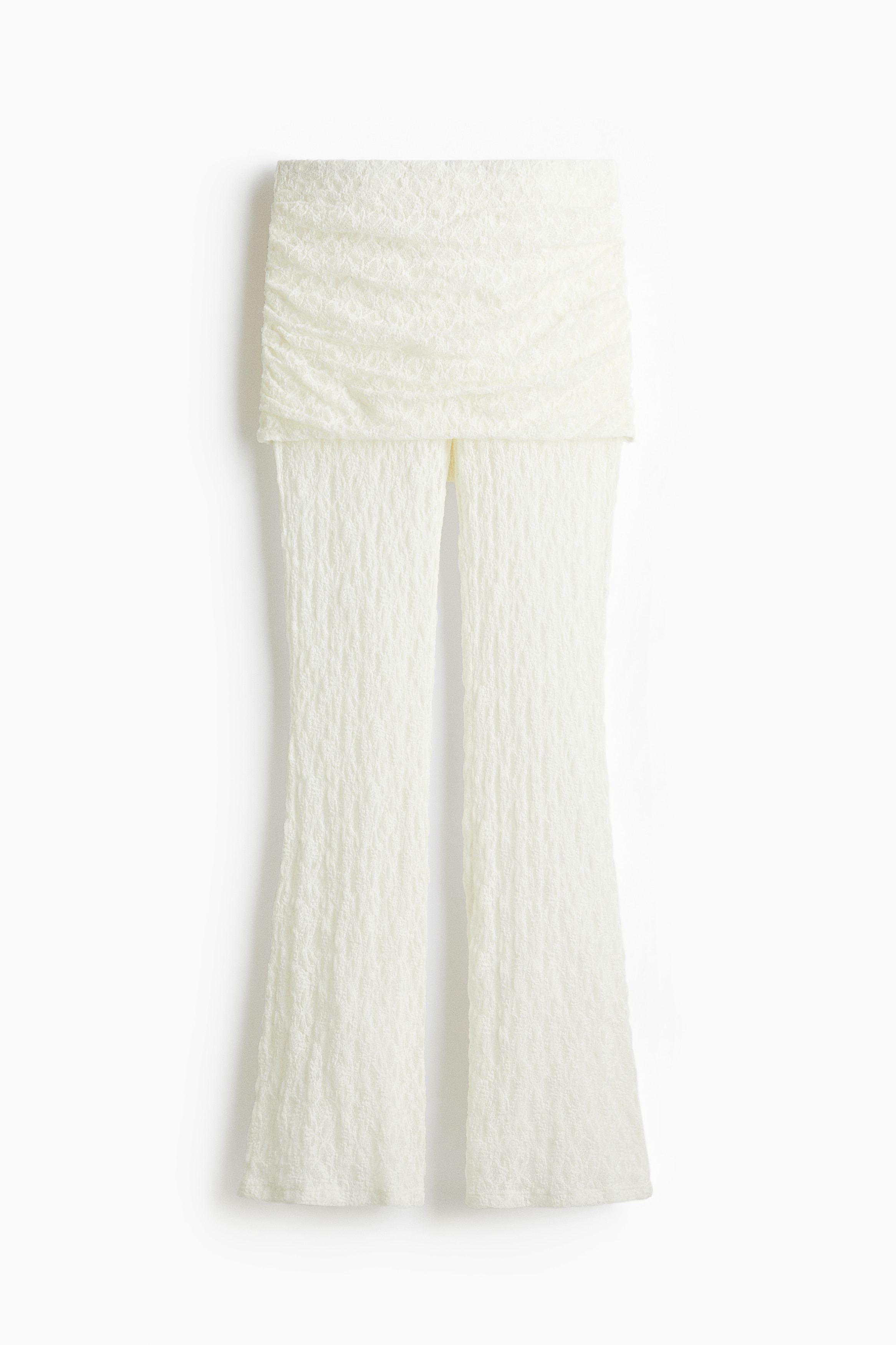 Pantalon en dentelle avec jupe superposée - Blanc