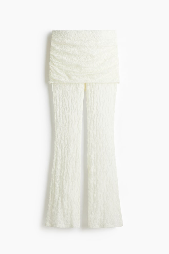 Pantaloni de dantelă cu fustă suprapusă - Alb - 1