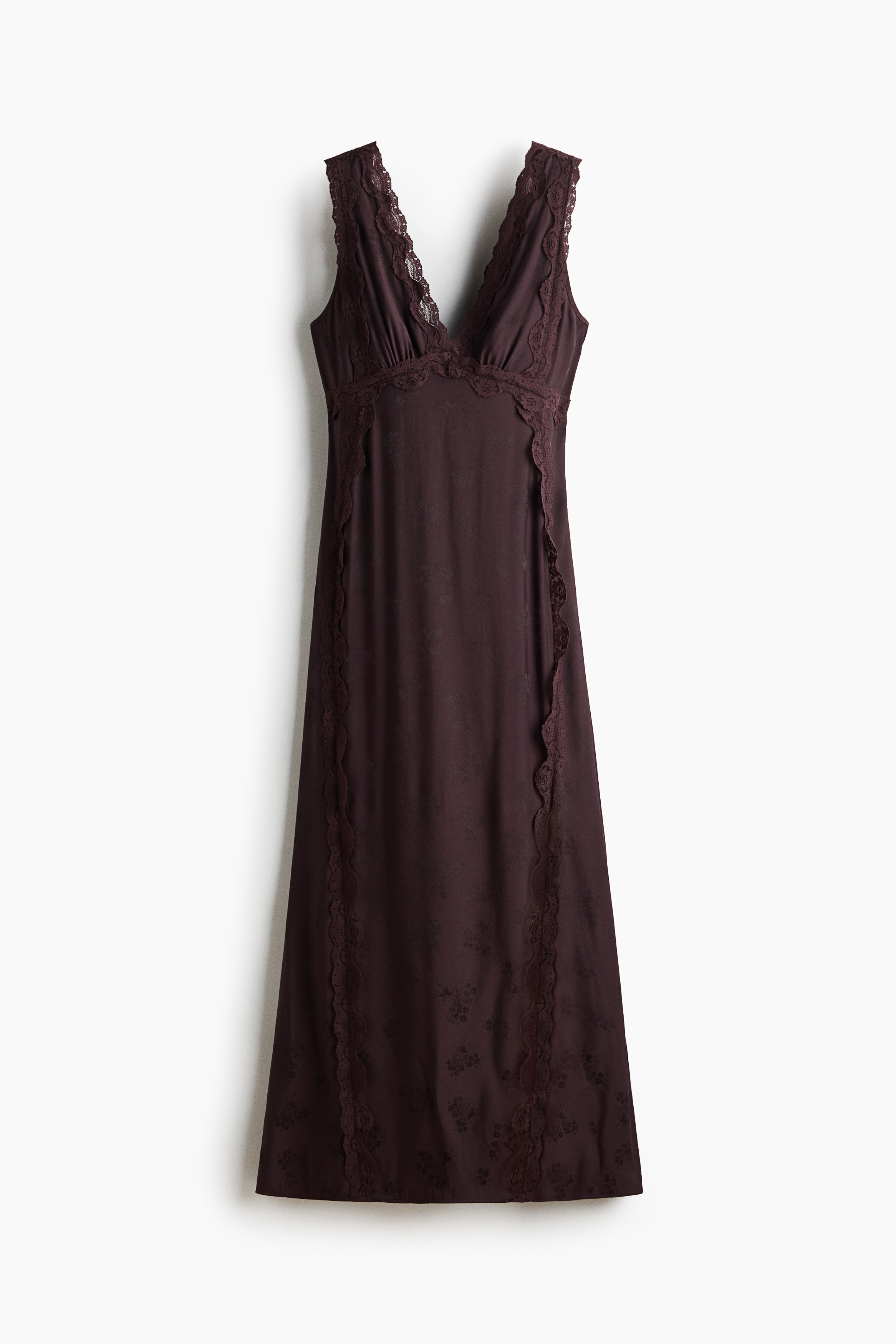 Lace-trimmed jacquard-weave dress - Dark purple