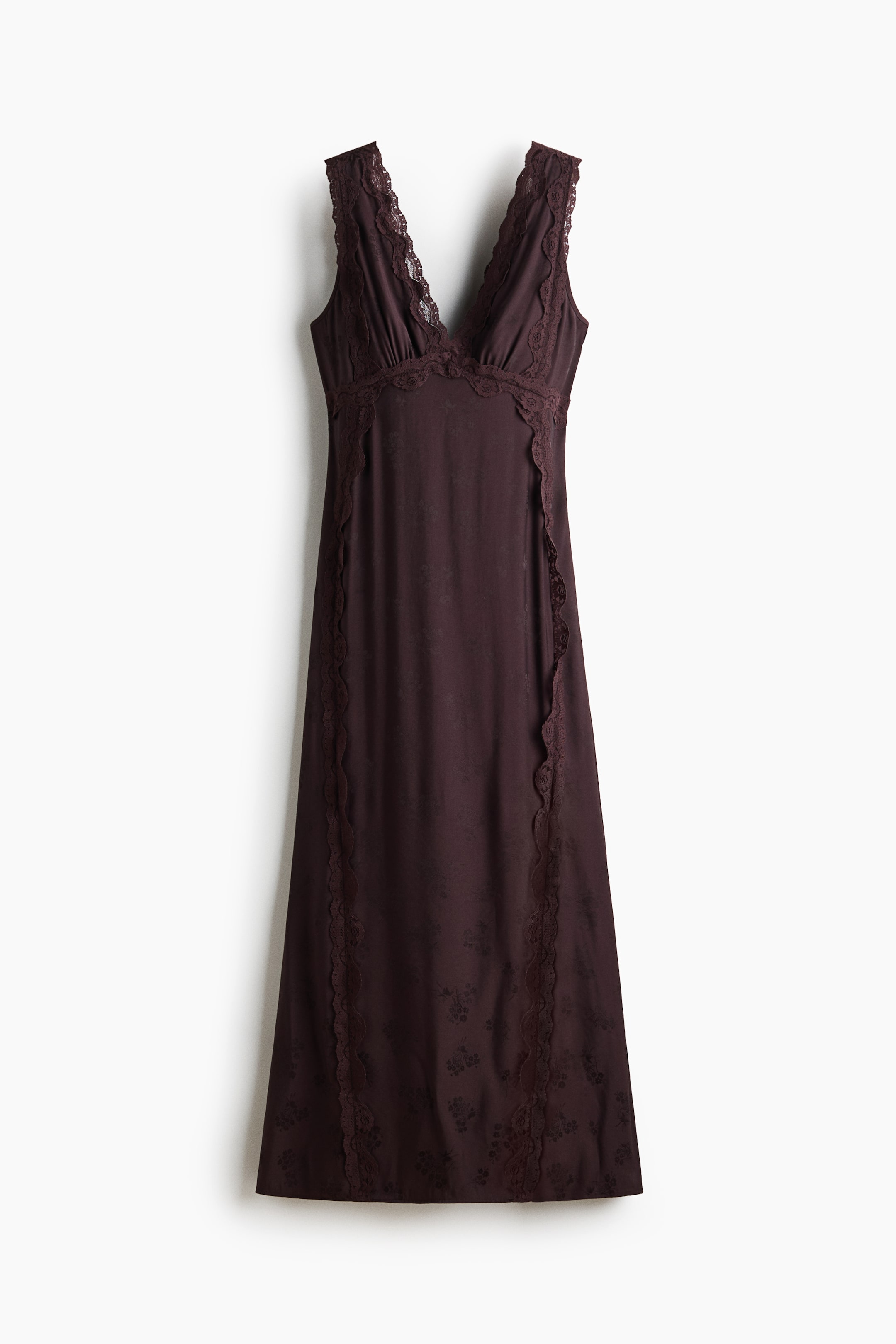 Lace-Trimmed Jacquard-Weave Dress