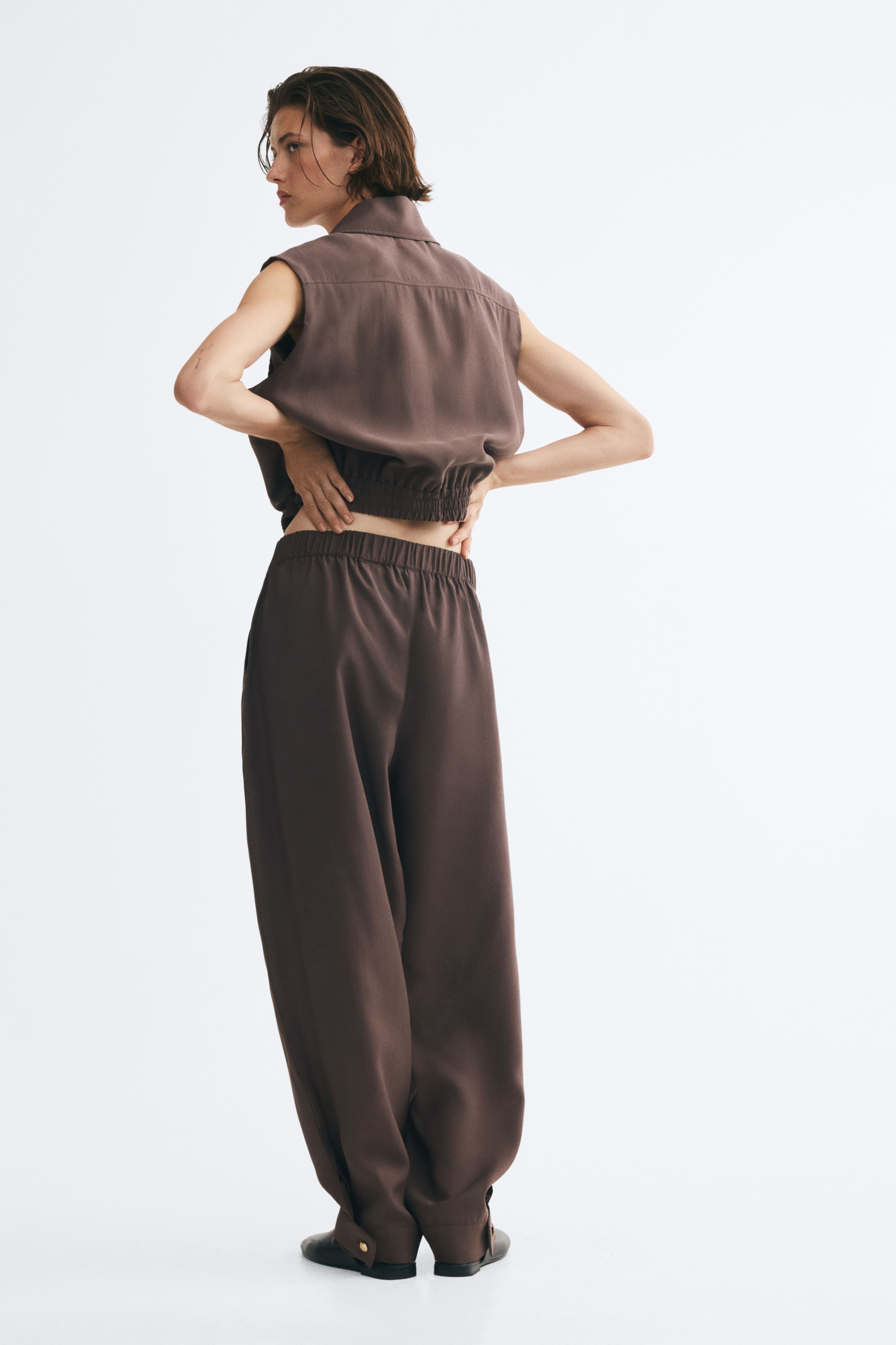 Modal-Blend Barrel-Leg Pants