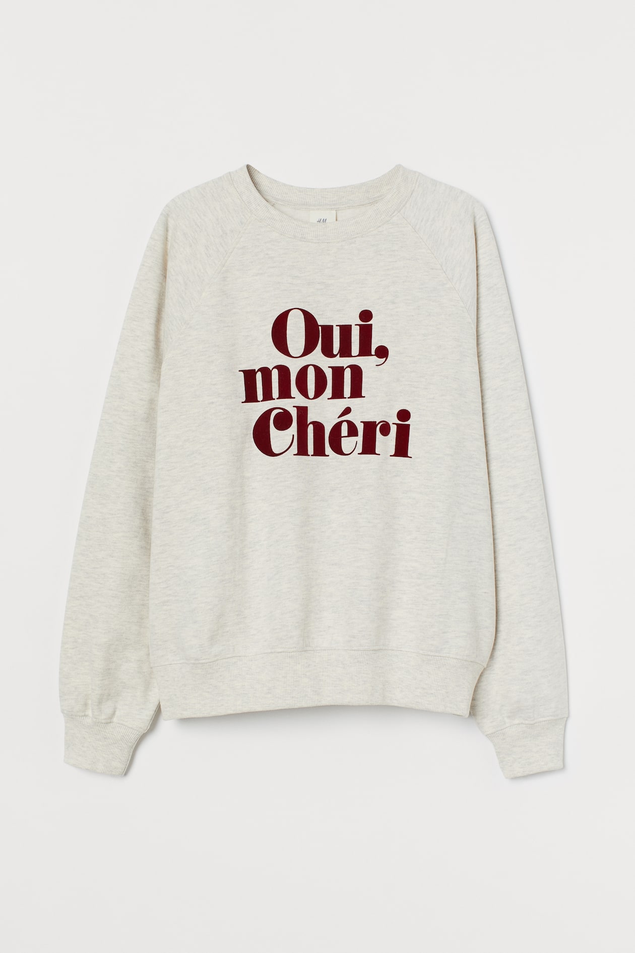 Printed sweatshirt Natural white/Oui Ladies H&M HK