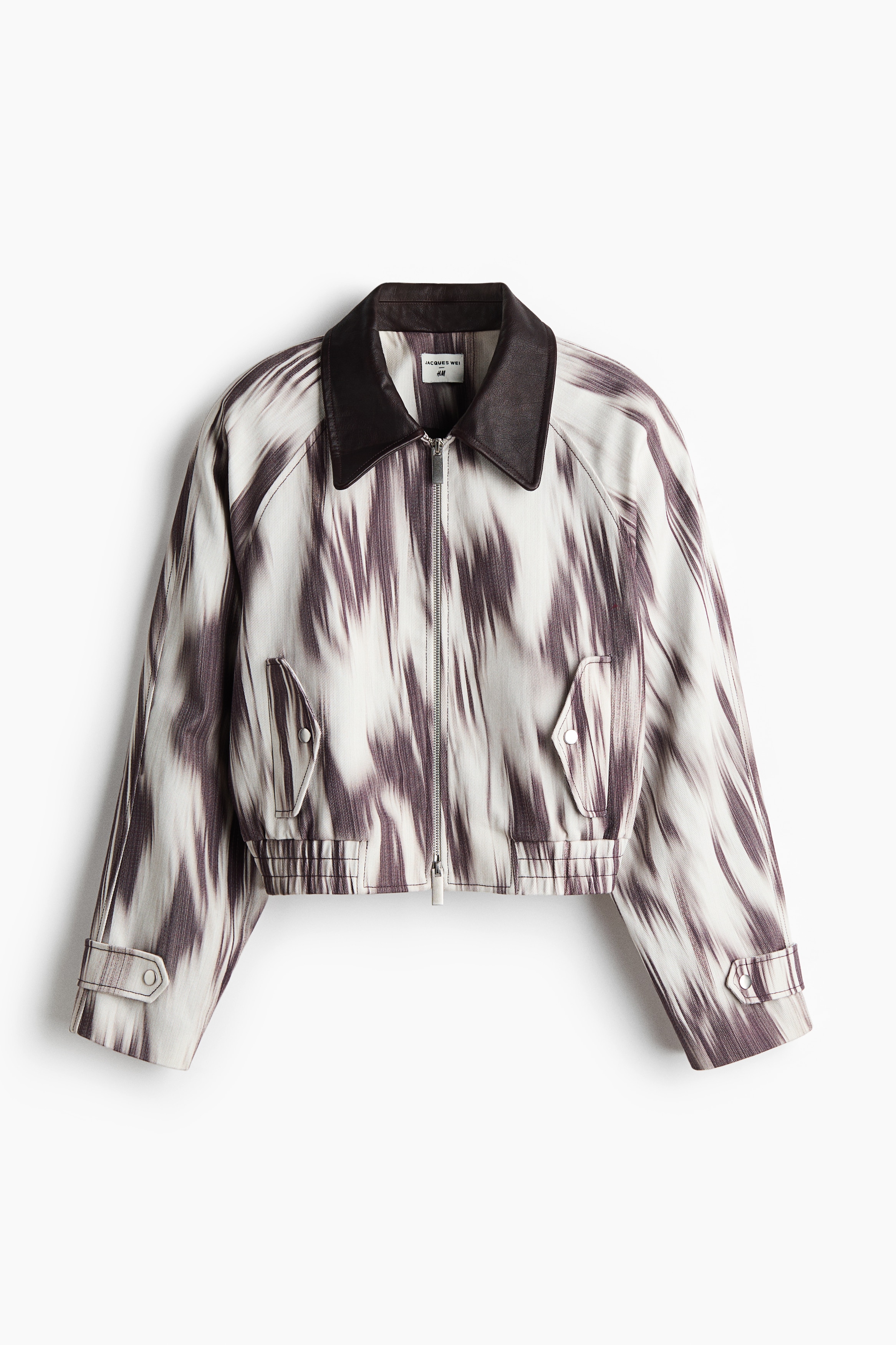 圖案棉質外套 - 白色/深紫色印花