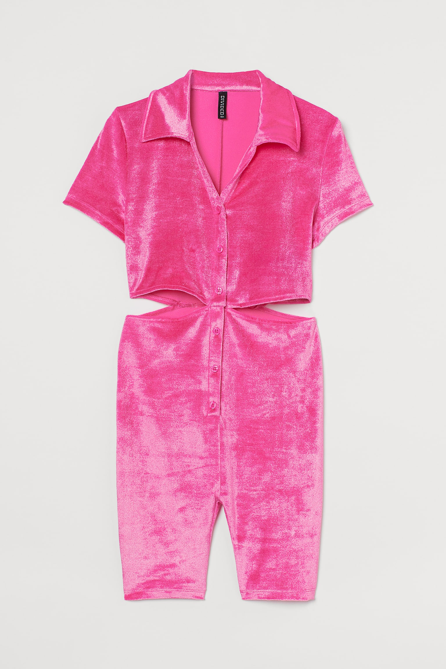 Velour playsuit - Cerise - 1