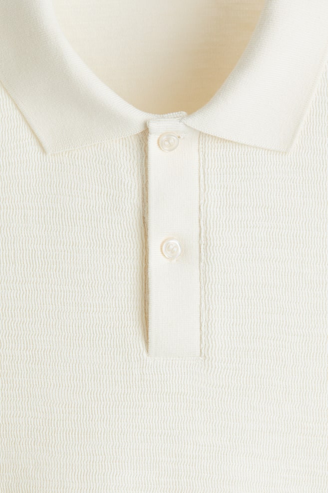 Slim-Fit Long-Sleeved Polo Shirt - Cream - 4