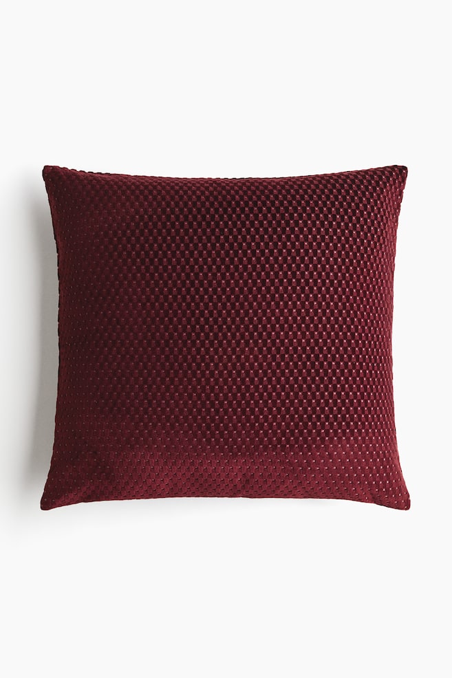 Velvet cushion cover - Burgundy/Light beige - 1