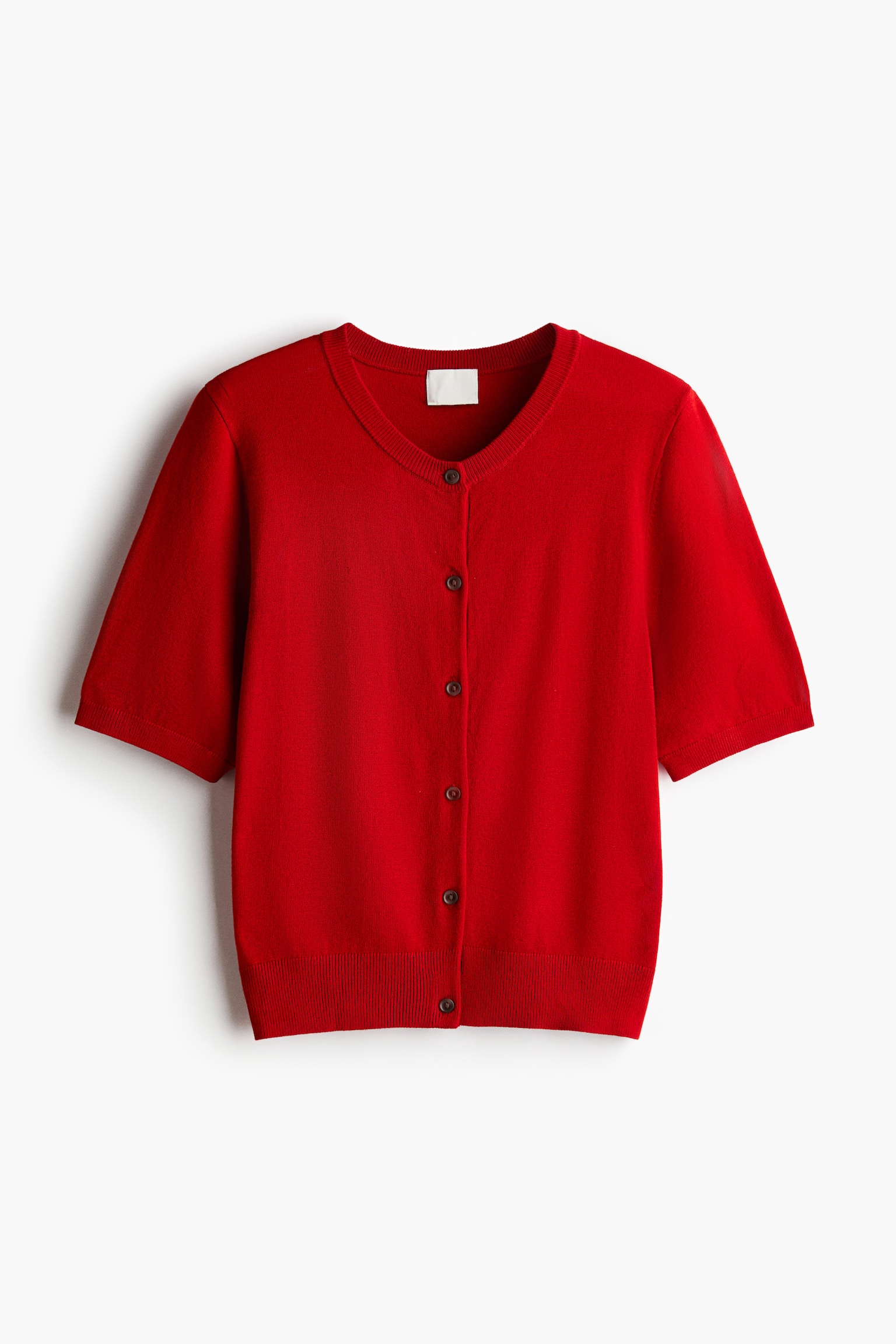 Short-Sleeved Cardigan - Red/Dark beige