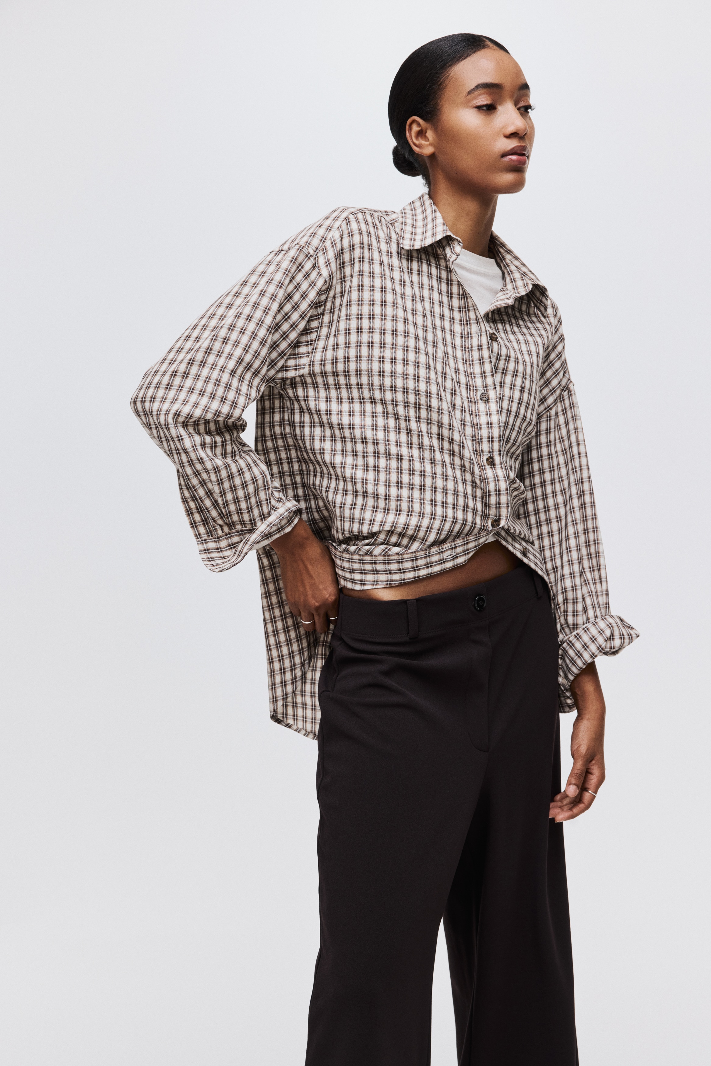 Women's Dark brown Wide-Leg Jersey Pants | H&M US