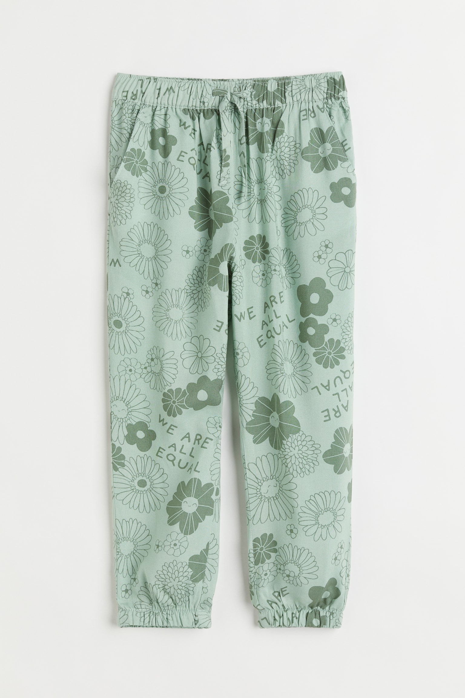 Woven Joggers - Mint green/Flowers/Blue/Pattern/White/Floral/Yellow/Flowers/Khaki green/Floral/Dusty pink/Pattern/Khaki green/Hearts/Light beige/Pinstripe/Orange/Stripe/Dark beige/Leopard print - 1