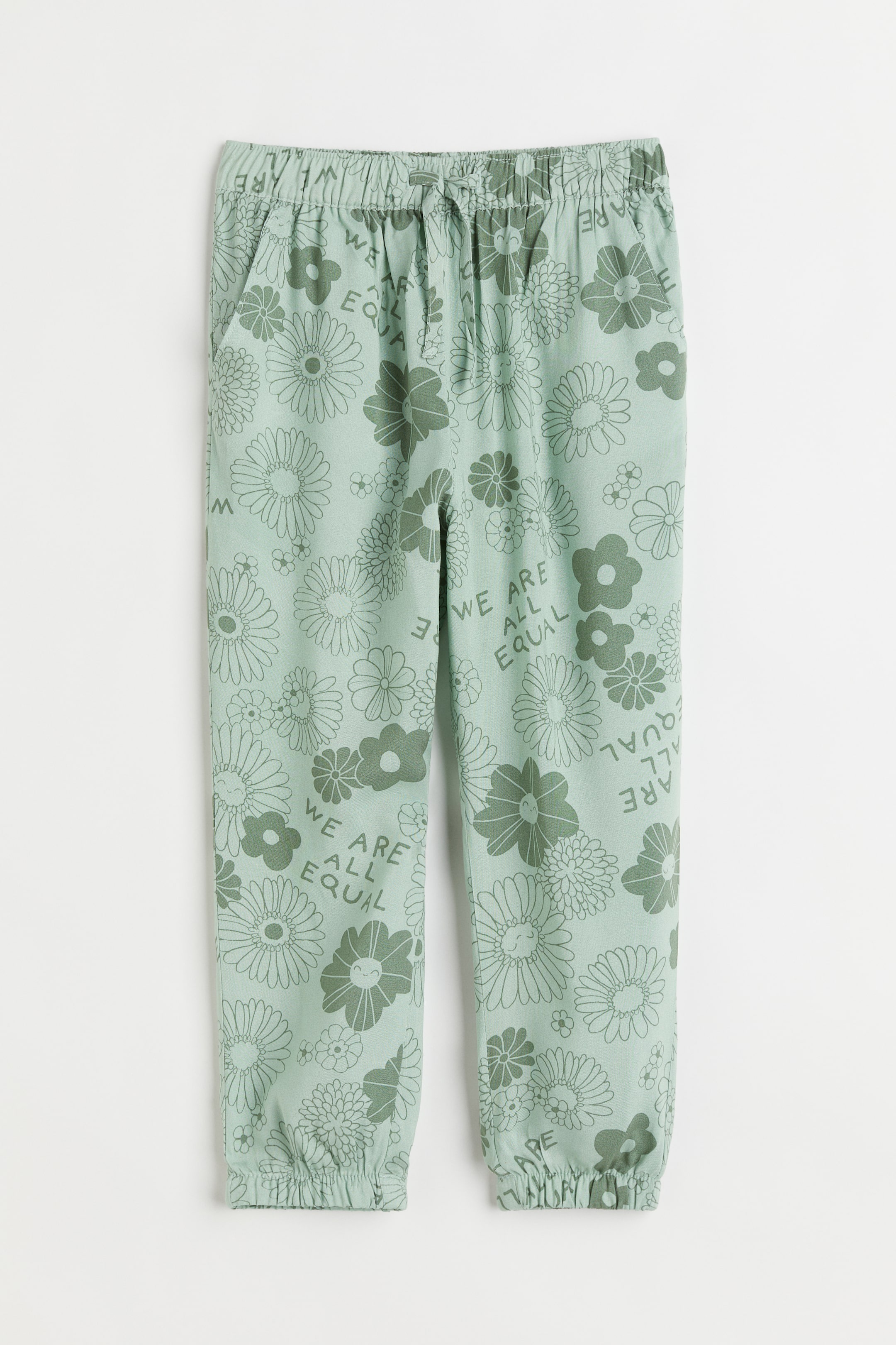 Woven Joggers - Mint green/flowers - Kids | H&M US