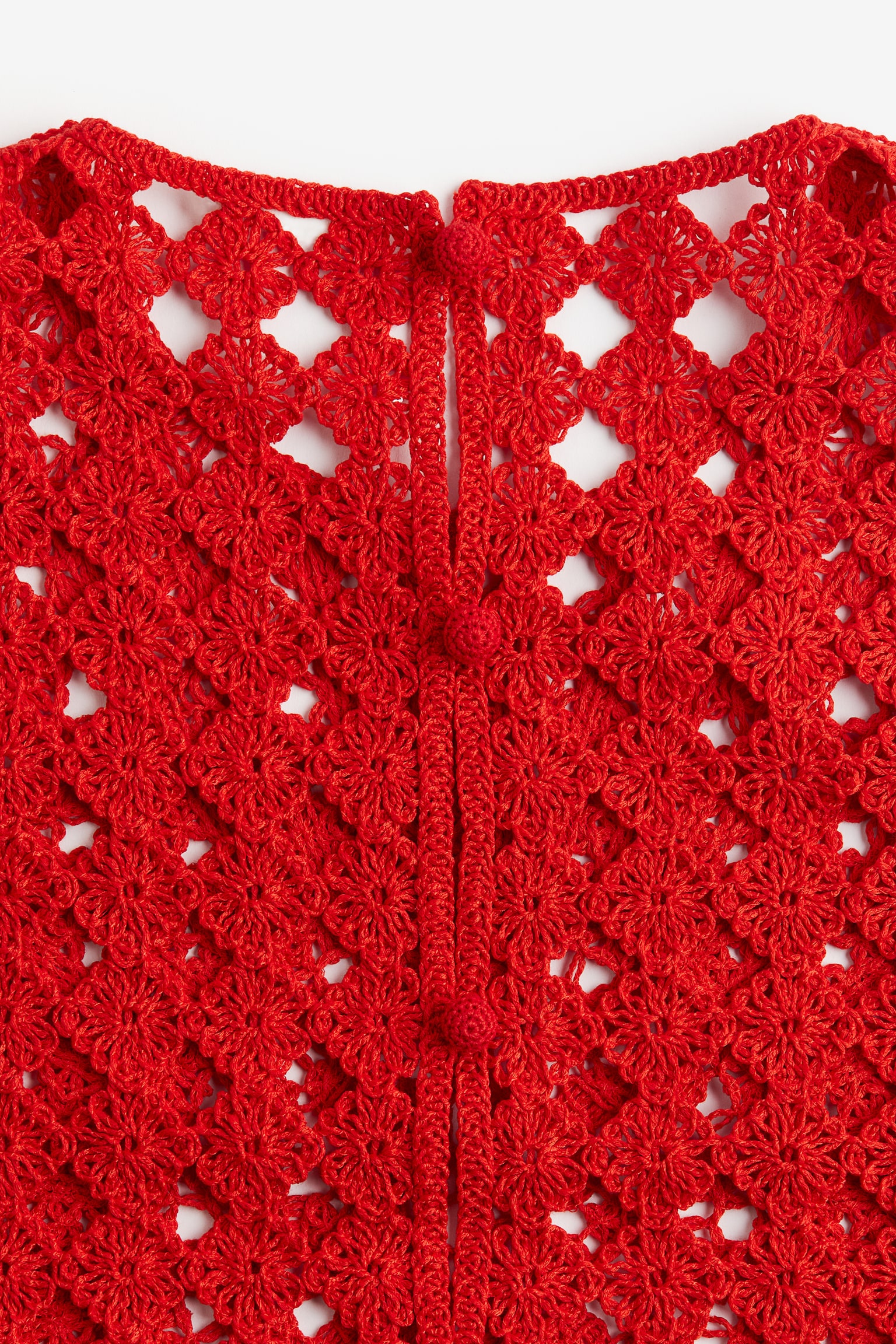 Crochet Look Sleeveless Top - Bright red - 3