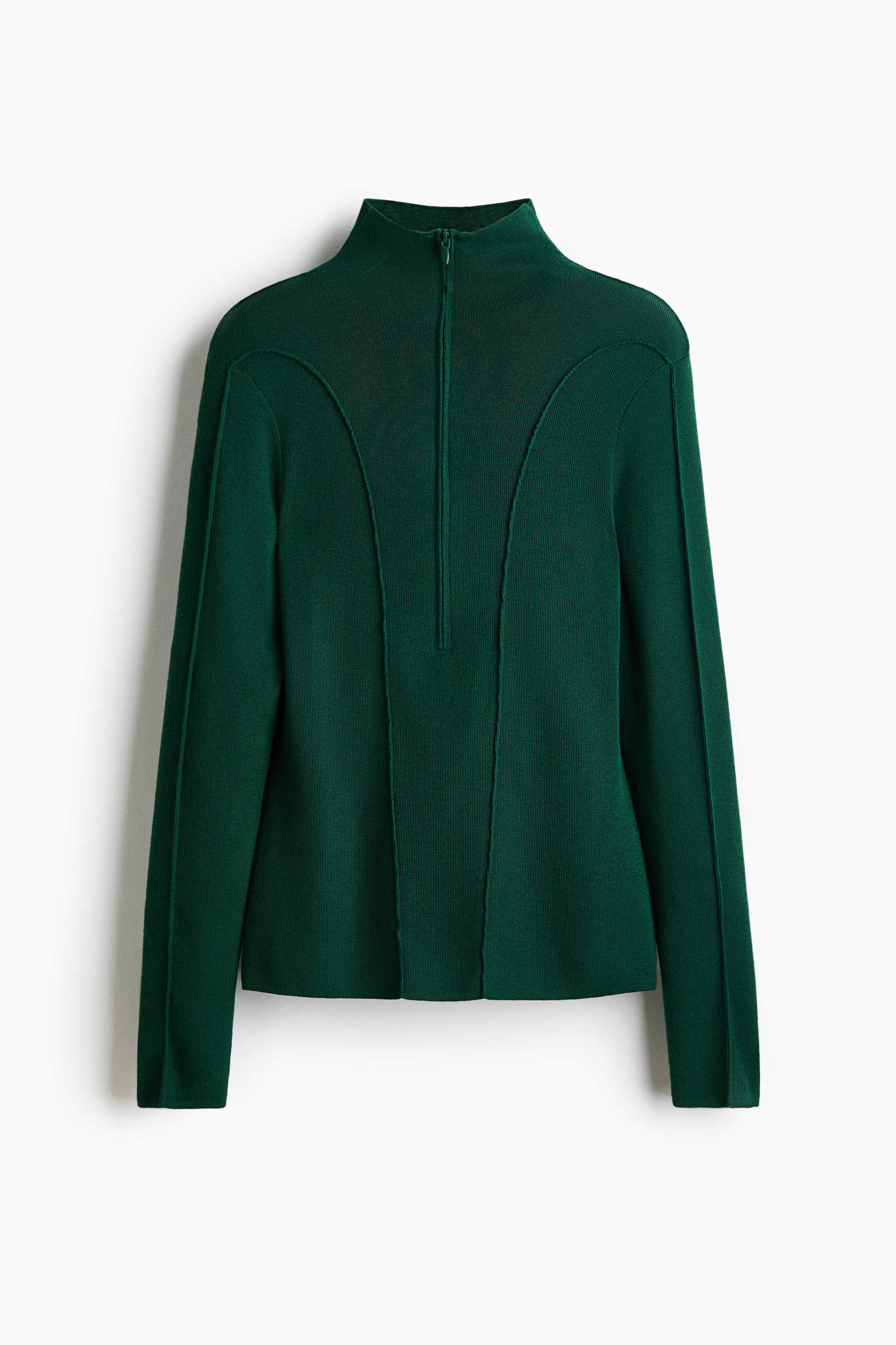 Half-Zip Mock Turtleneck Top - Dark green - Ladies | H&M US