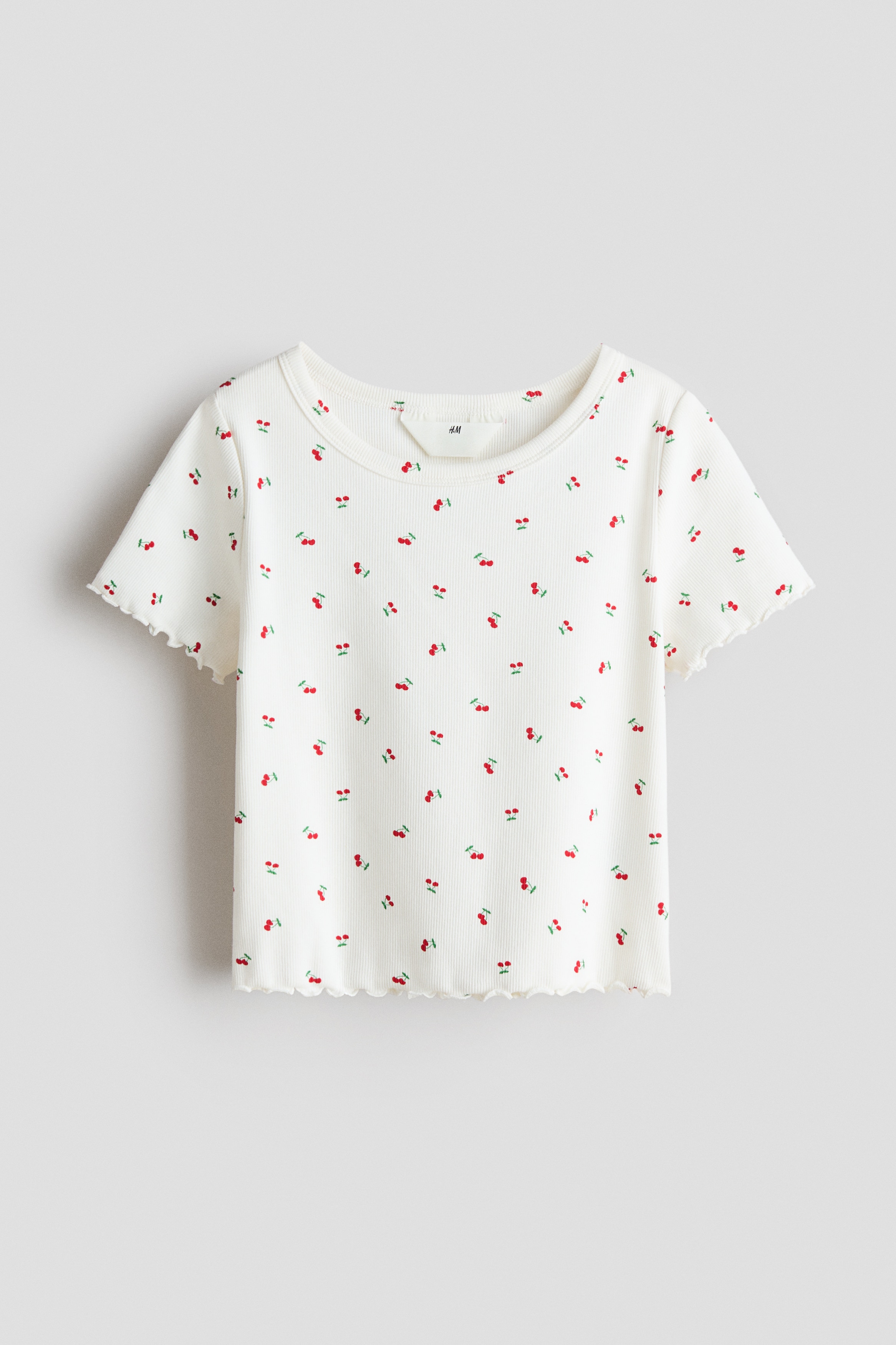 Cream/cherries Ribbed Jersey Top for kids | H&M CA