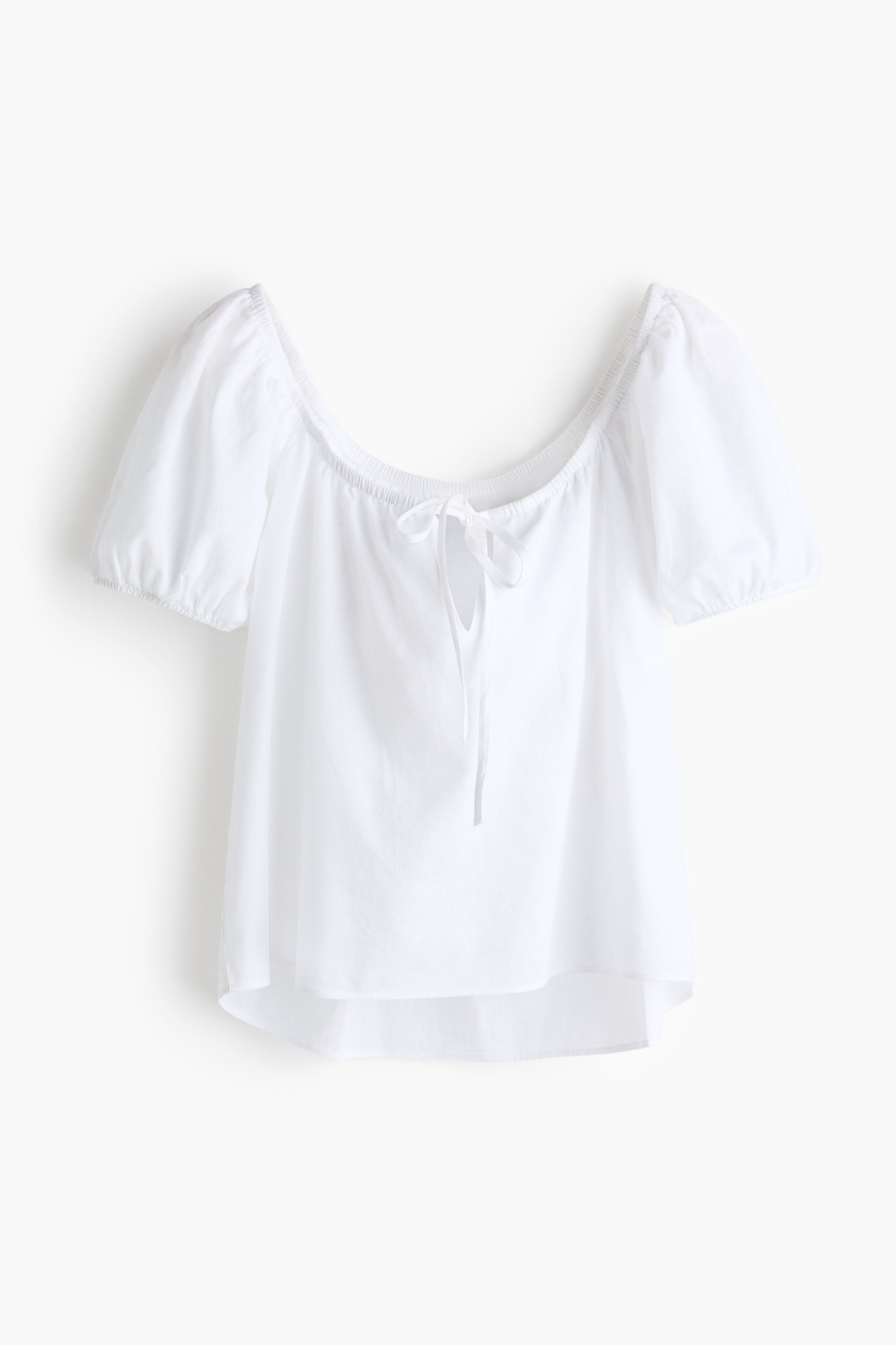 Puff-Sleeved Linen-Blend Blouse