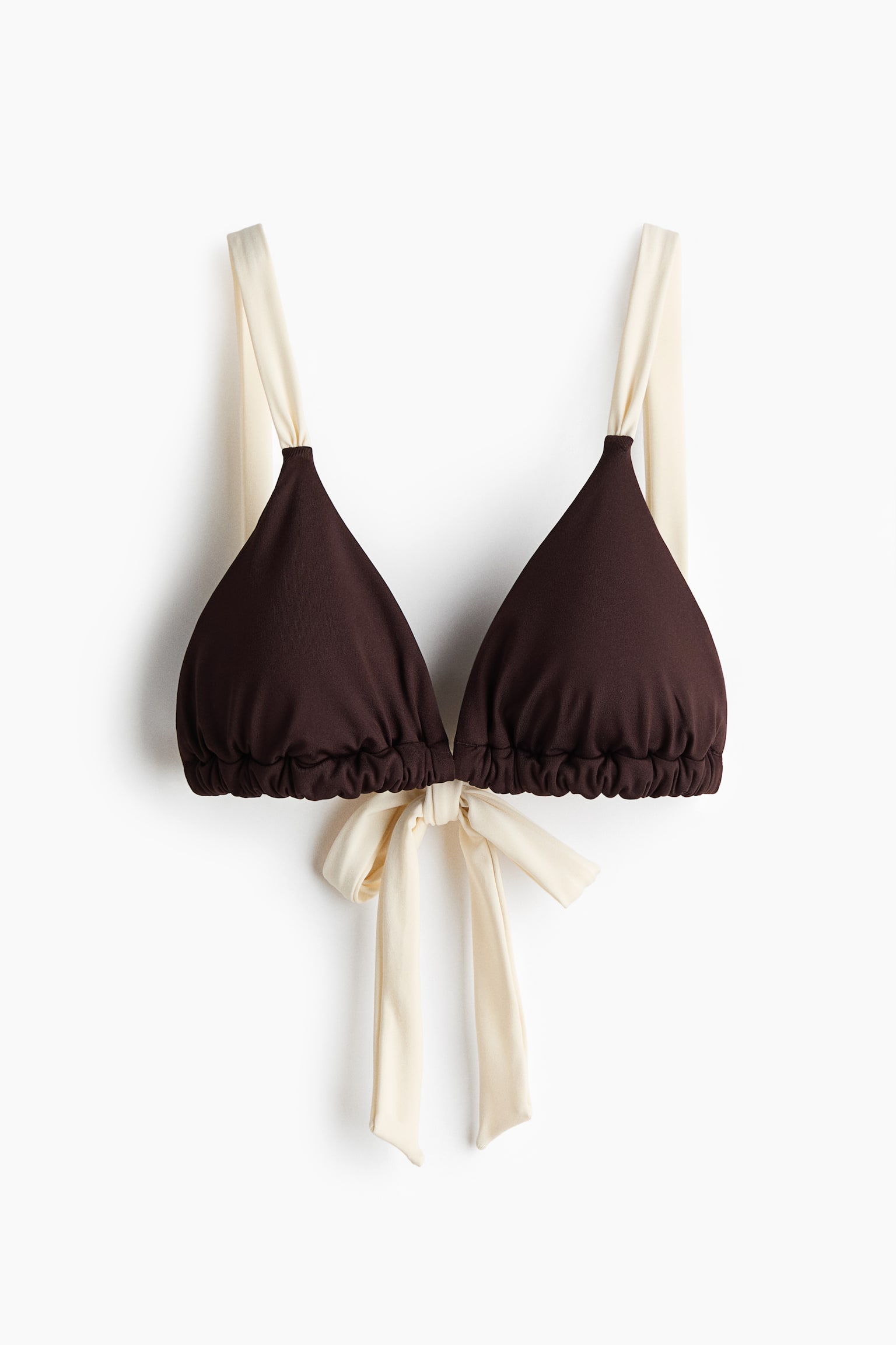 Ущільнений топ бікіні - Темно-коричневий/кремовий - 1