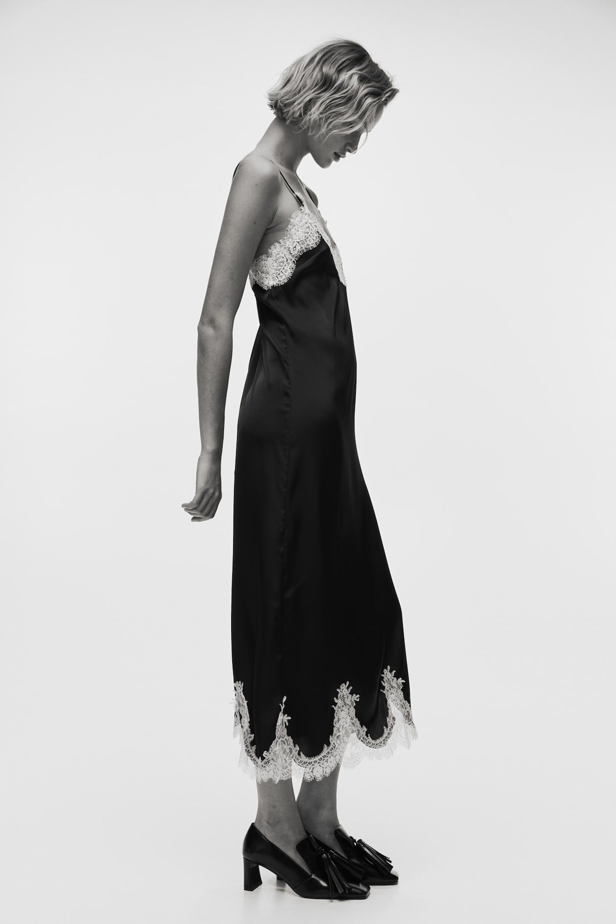 Lace-Trimmed Slip Dress