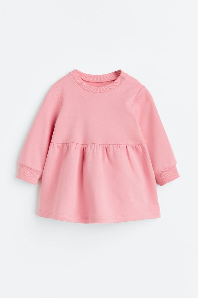 Cotton sweatshirt dress - Pink/Light purple/Dusty pink/Hearts/Pink/dc/dc - 1