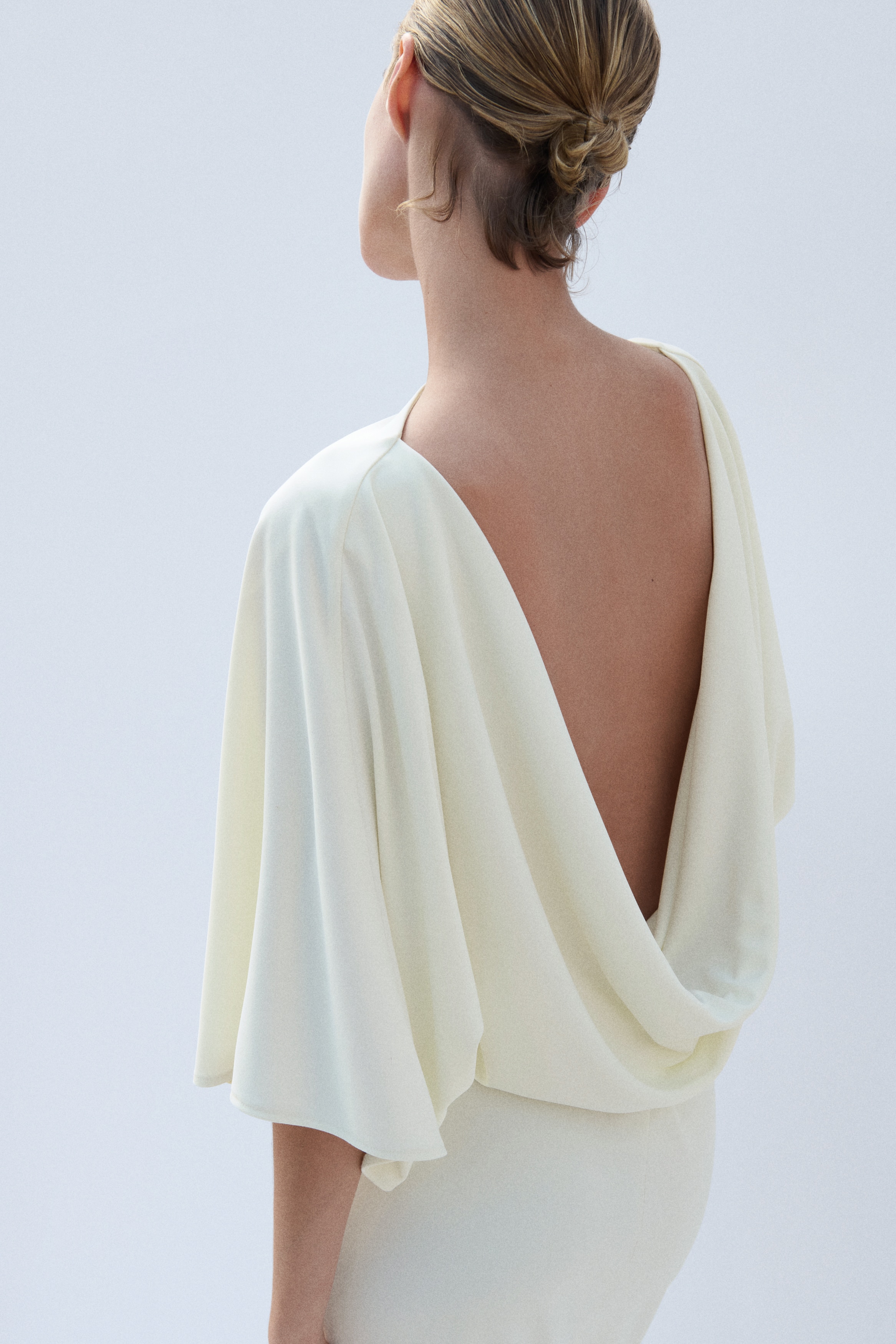 Ladies - Cream Draped Maxi Dress - Size: L - H&M