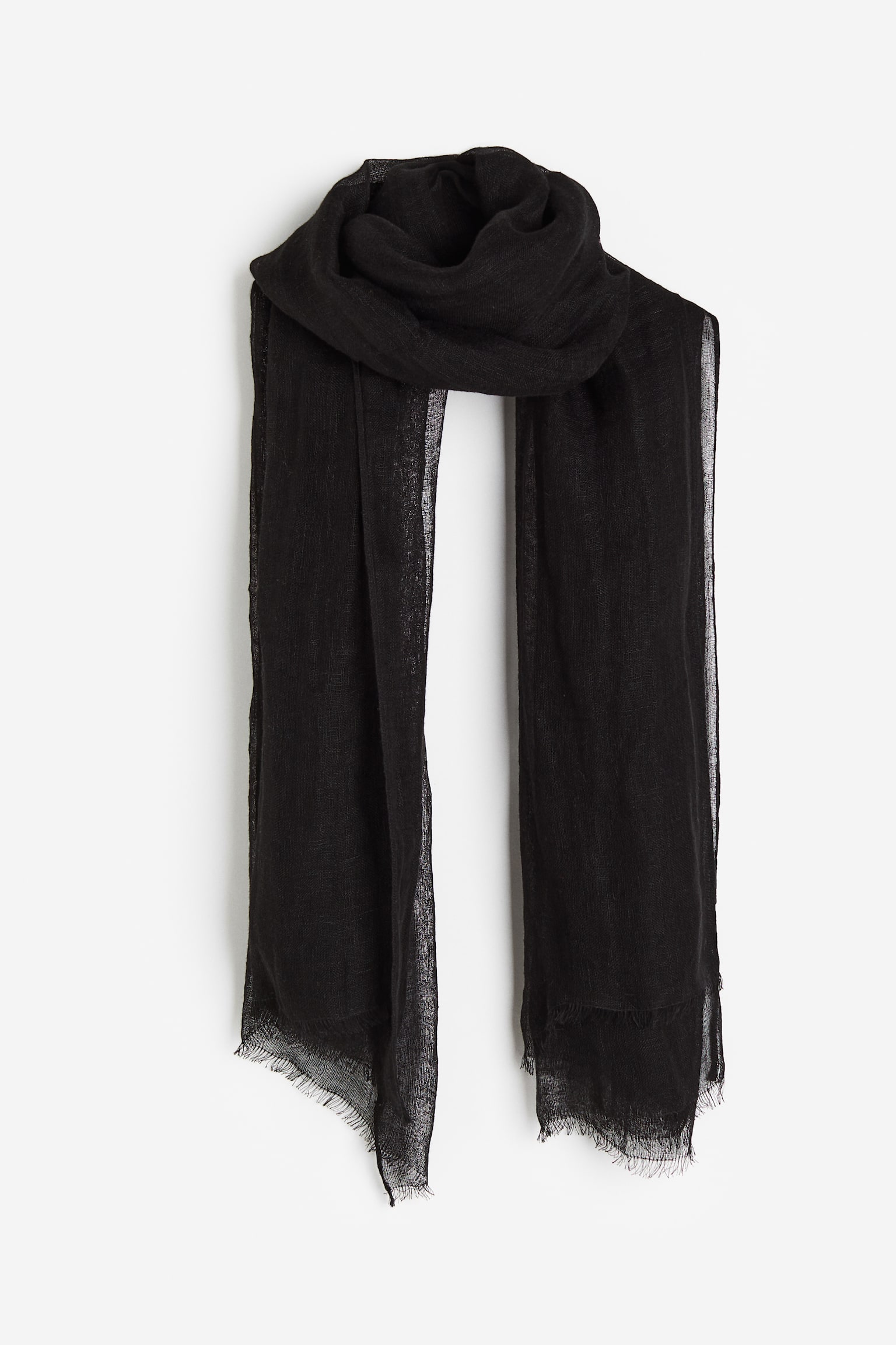 Linen Scarf - Black/Orange - 1