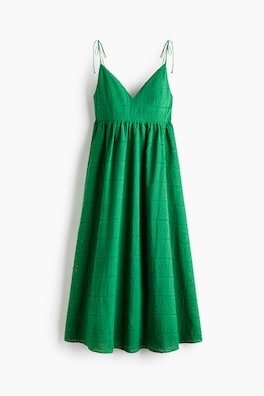 Klänning med broderie anglaise och knytaxelband