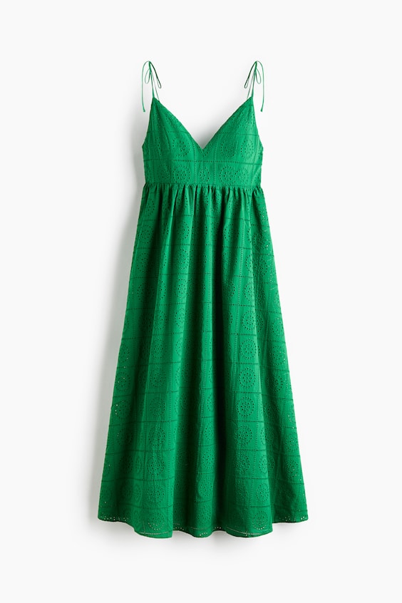 Женские платья H&M Eyelet-Embroidered Tie-Shoulder-Strap Dress