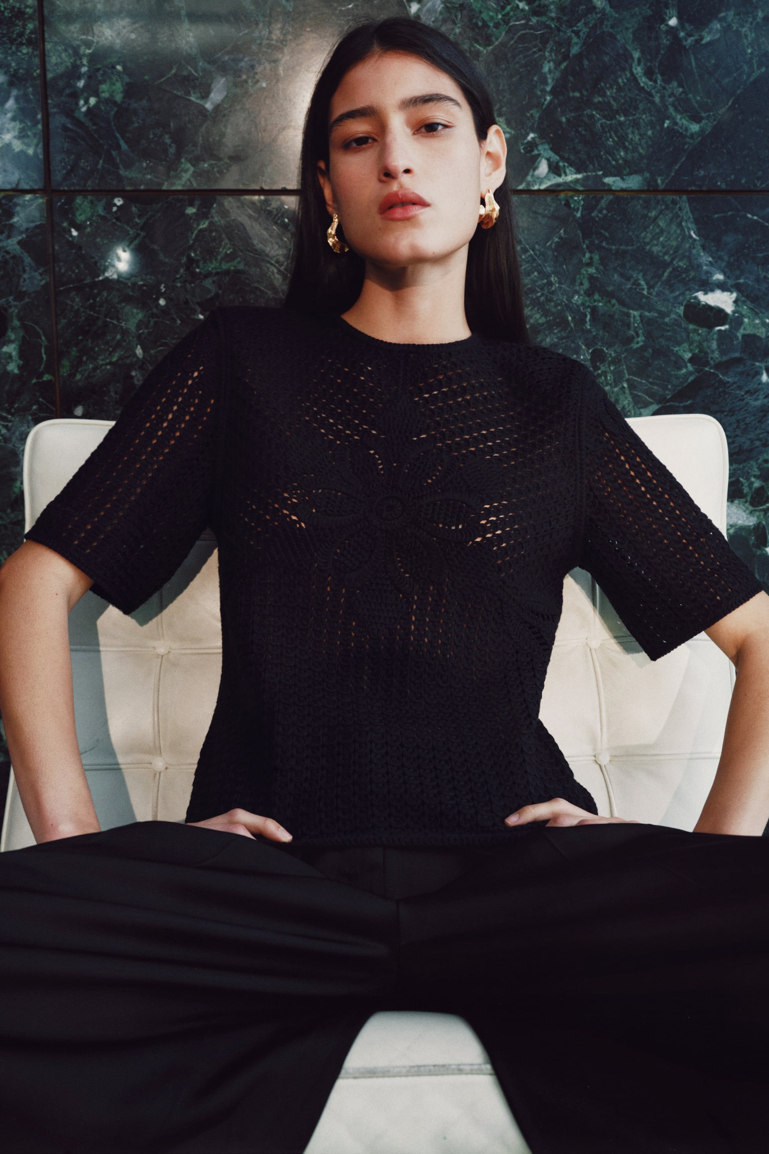 Женский топ H&M Crochet-Look Top, цвет: Чёрный — фото 3