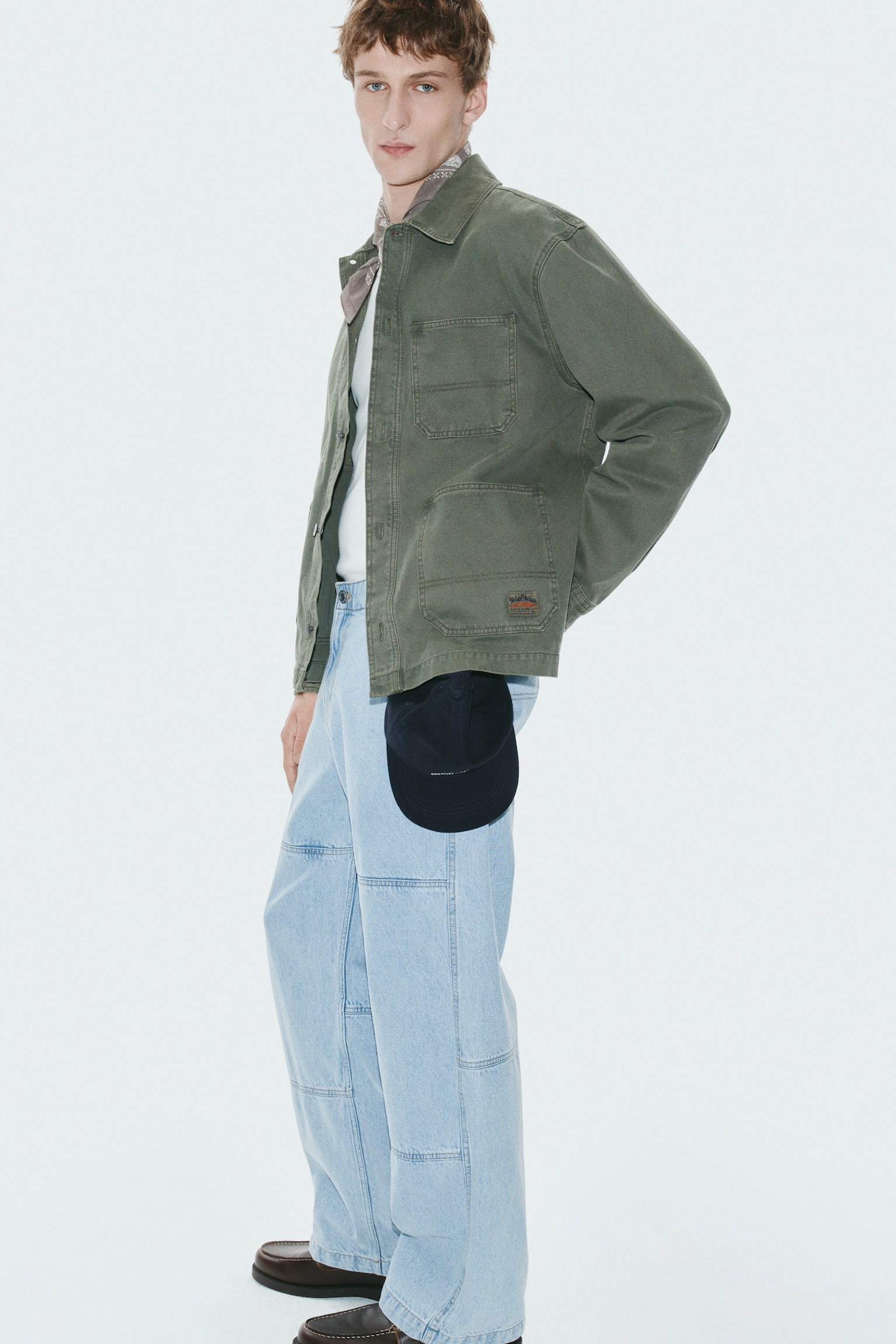 Loose Fit Worker Jeans - כחול ג'ינס/אפור - 4