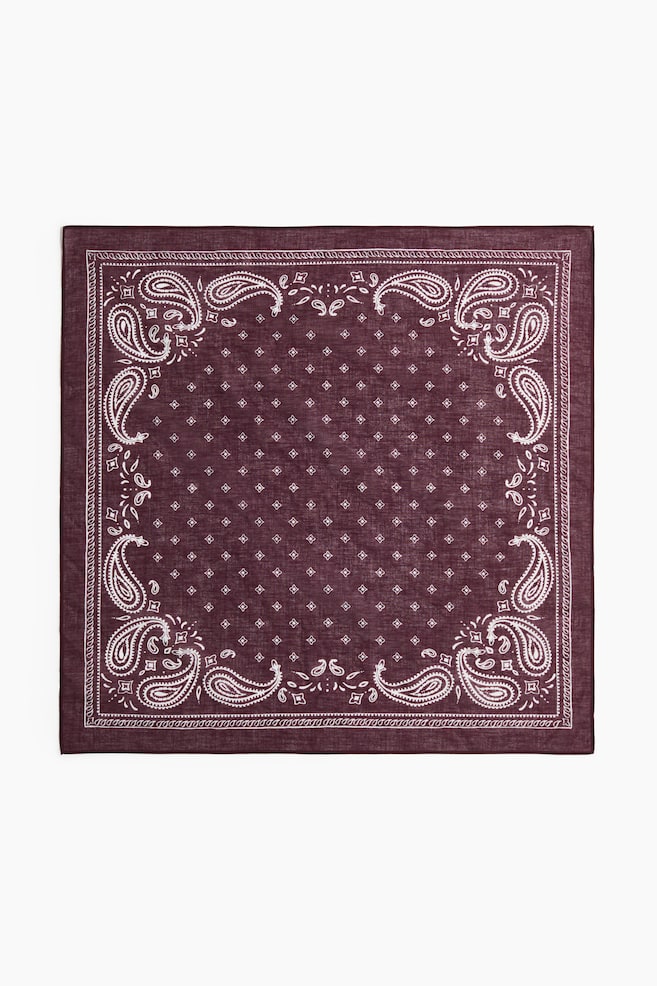 Patterned Cotton Scarf - Plum red/paisley/Purple/paisley - 1