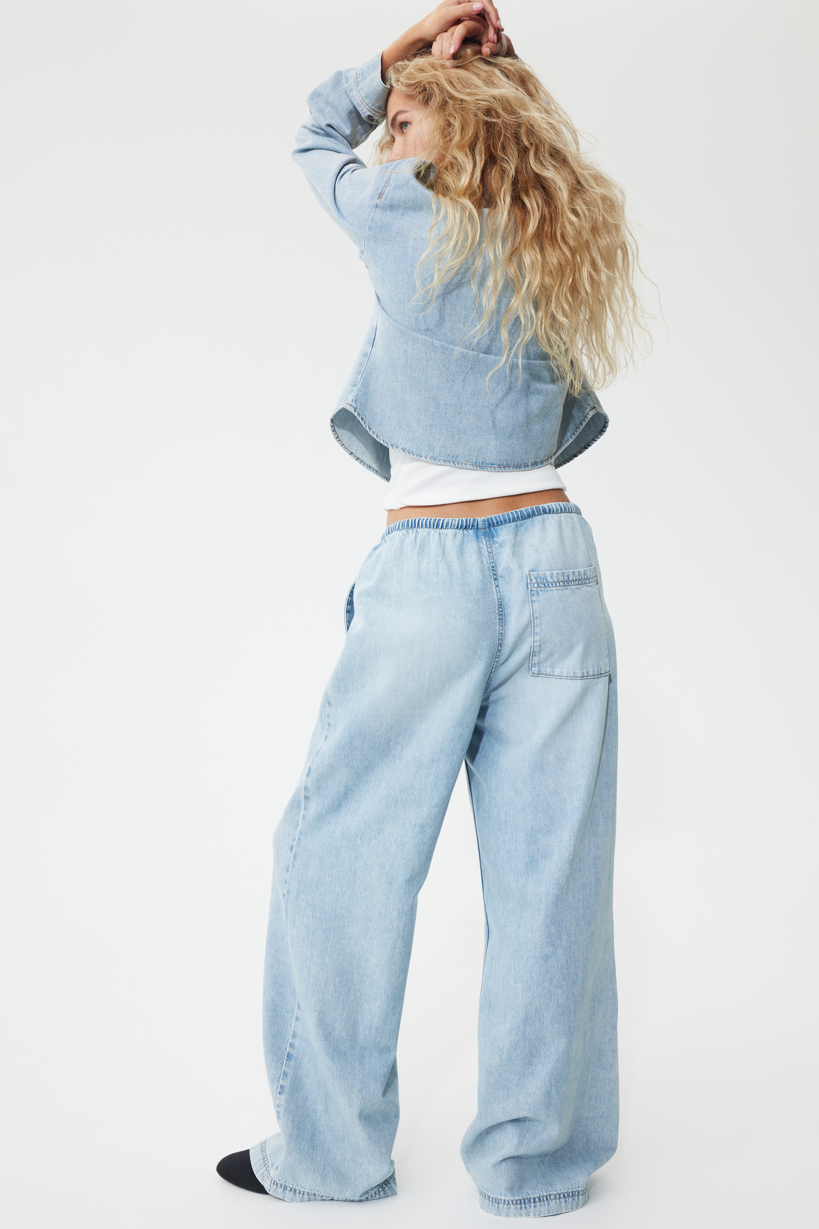 Denim drawstring trousers