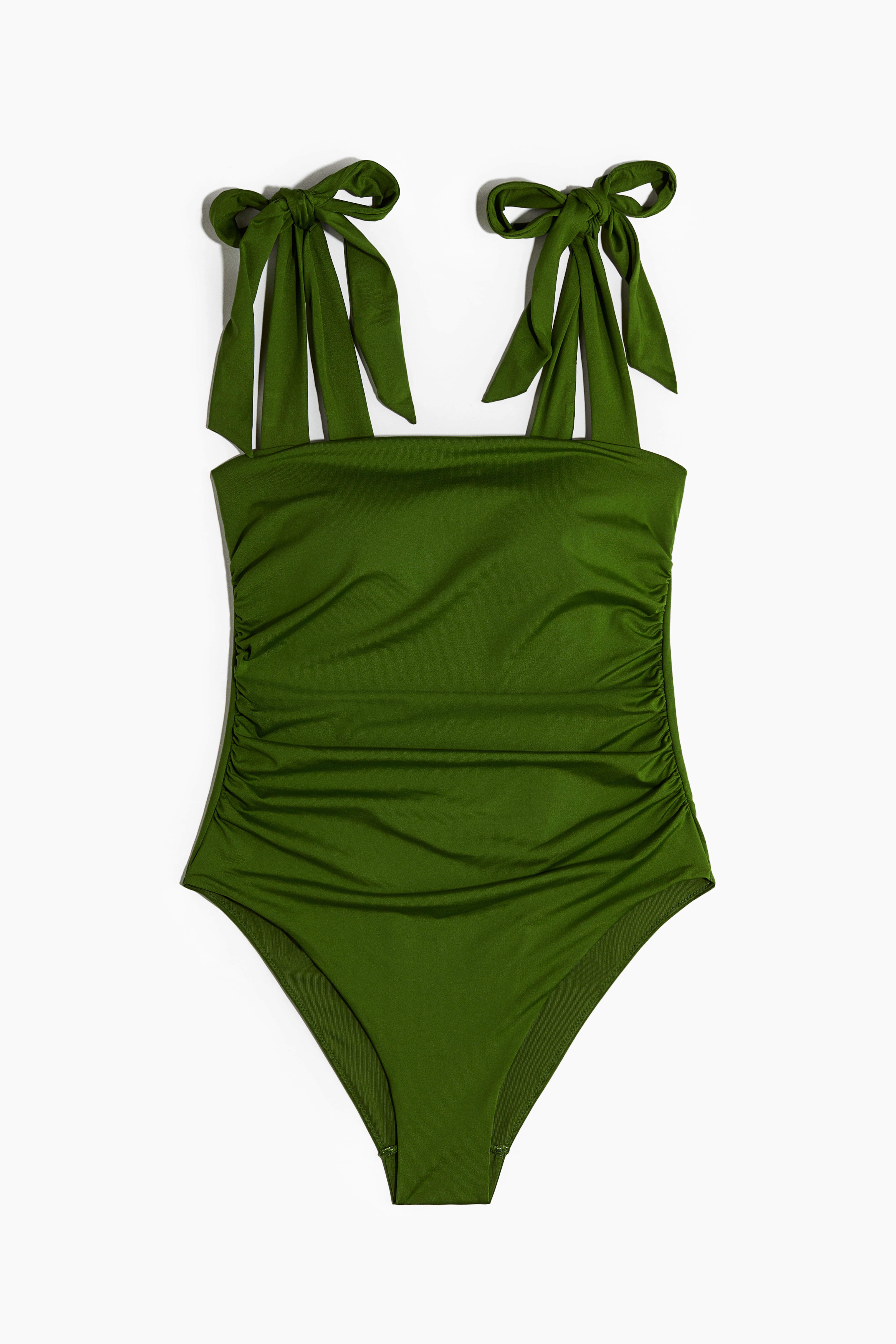 Padded-Cup Tie-Shoulder-Strap Swimsuit