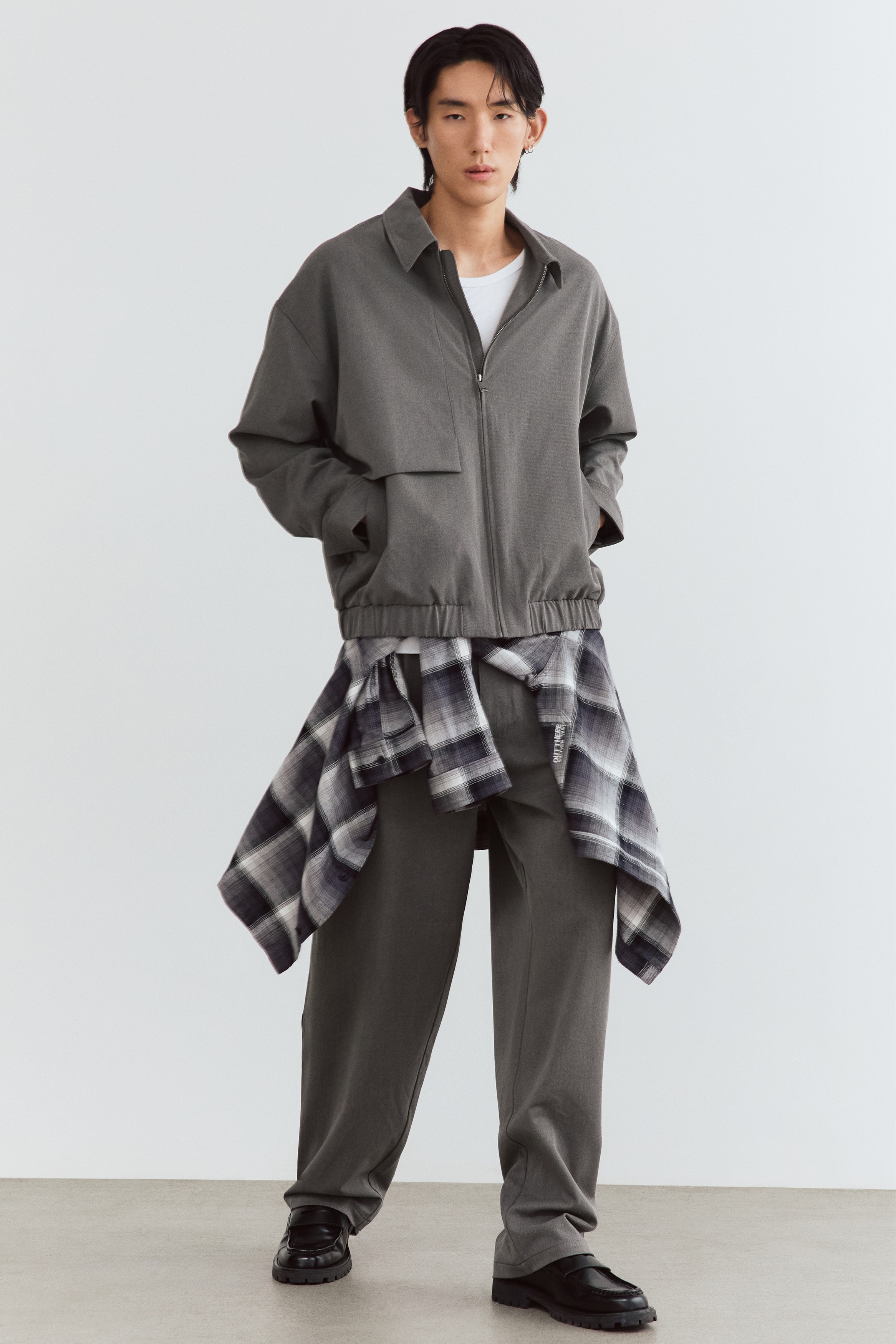 Loose-Fit Pants - Gray melange