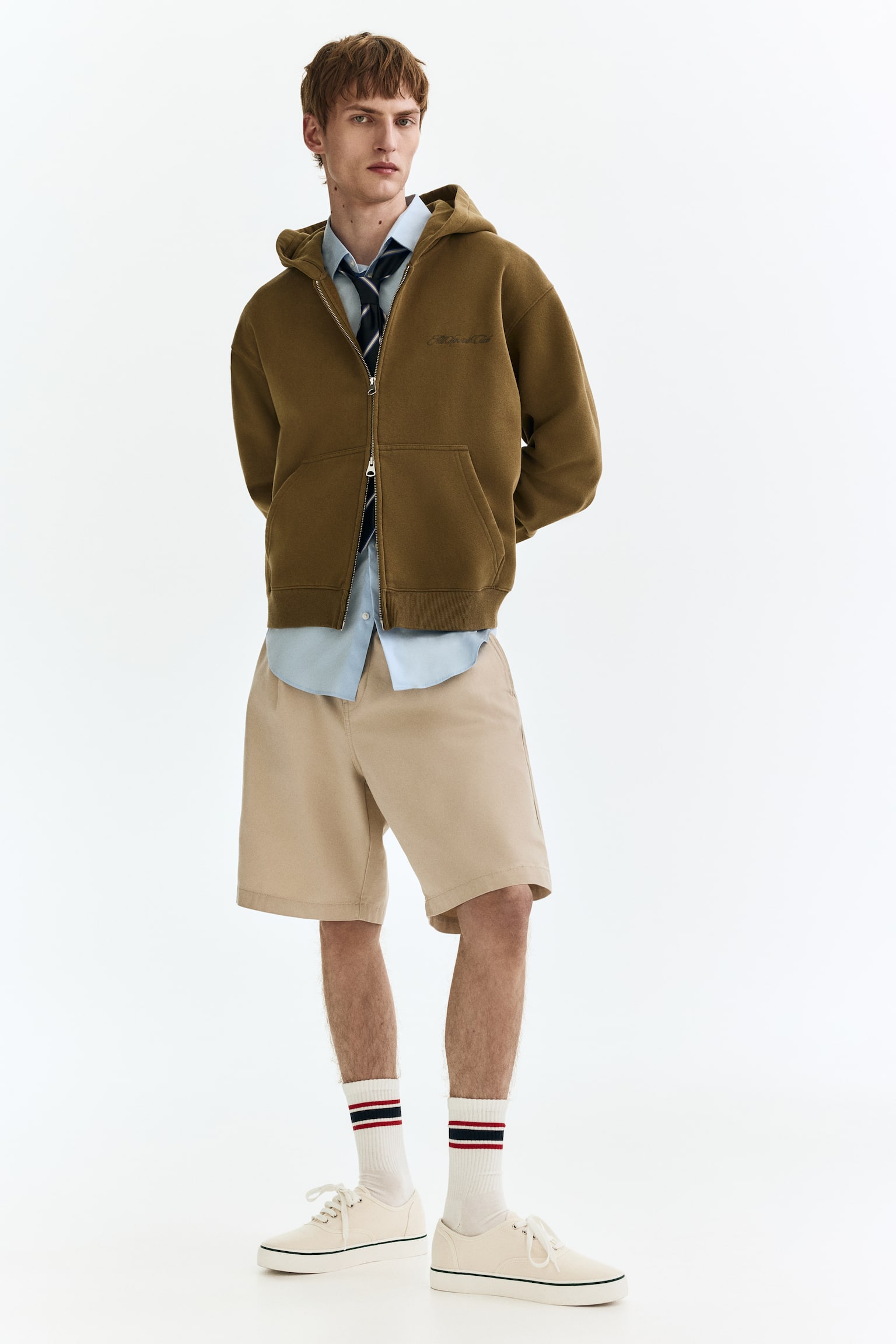 Loose Fit Zip-through hoodie - Khaki green/Light blue/All Sports Club/Navy blue/ASC - 7