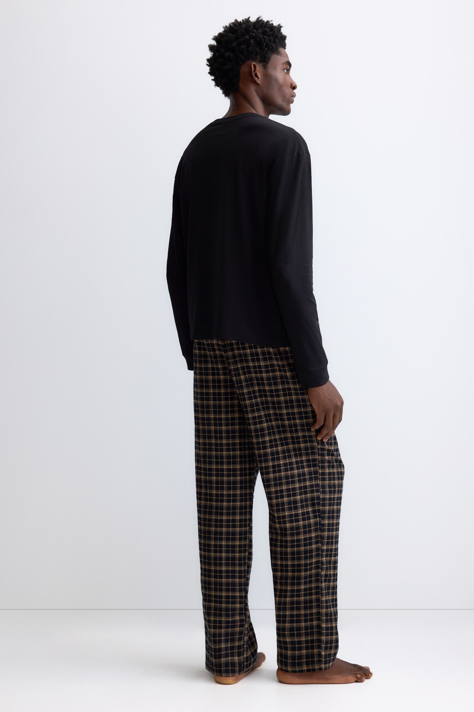 Cotton pyjama top and bottoms - Black/Beige checked/Navy blue/Checked/White/Checked/Burgundy/Checked - 6