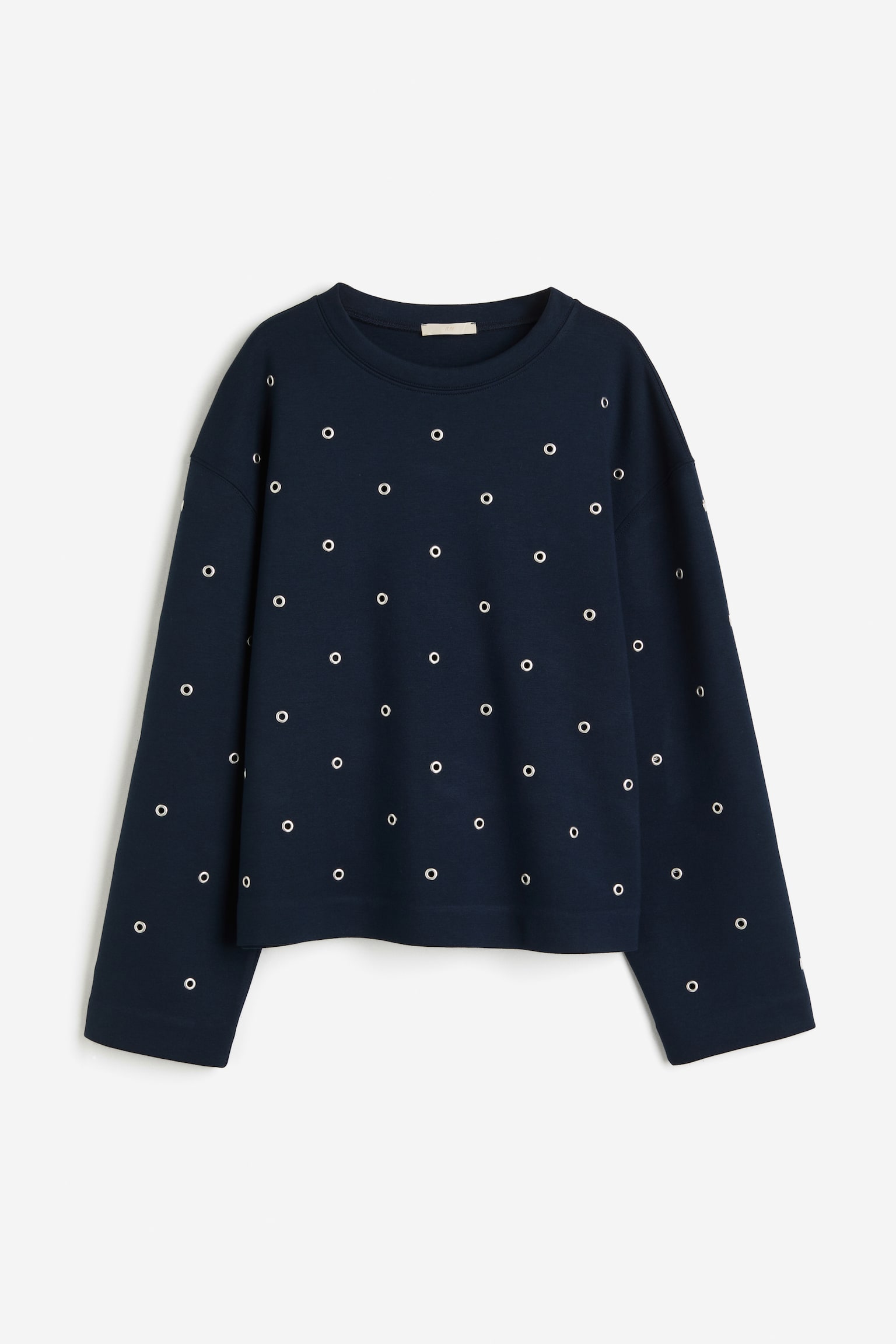 Eyelet-detail sweatshirt - Navy blue - 1